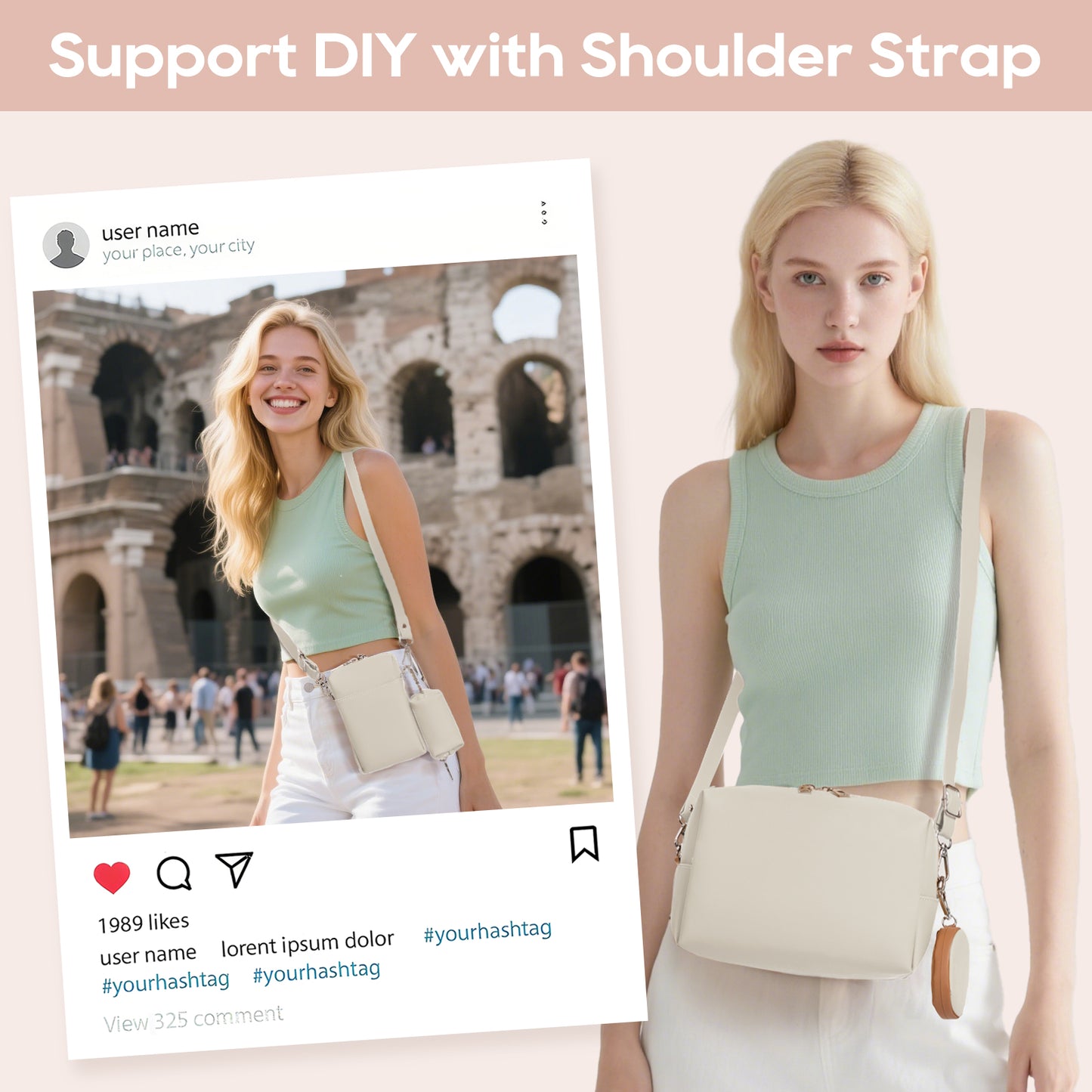 Ten-piece PU leather bag set, including a toiletry bag set (9 bags + 3 matching shoulder straps)