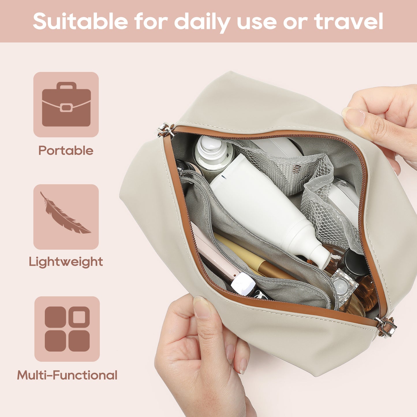 Ten-piece PU leather bag set, including a toiletry bag set (9 bags + 3 matching shoulder straps)