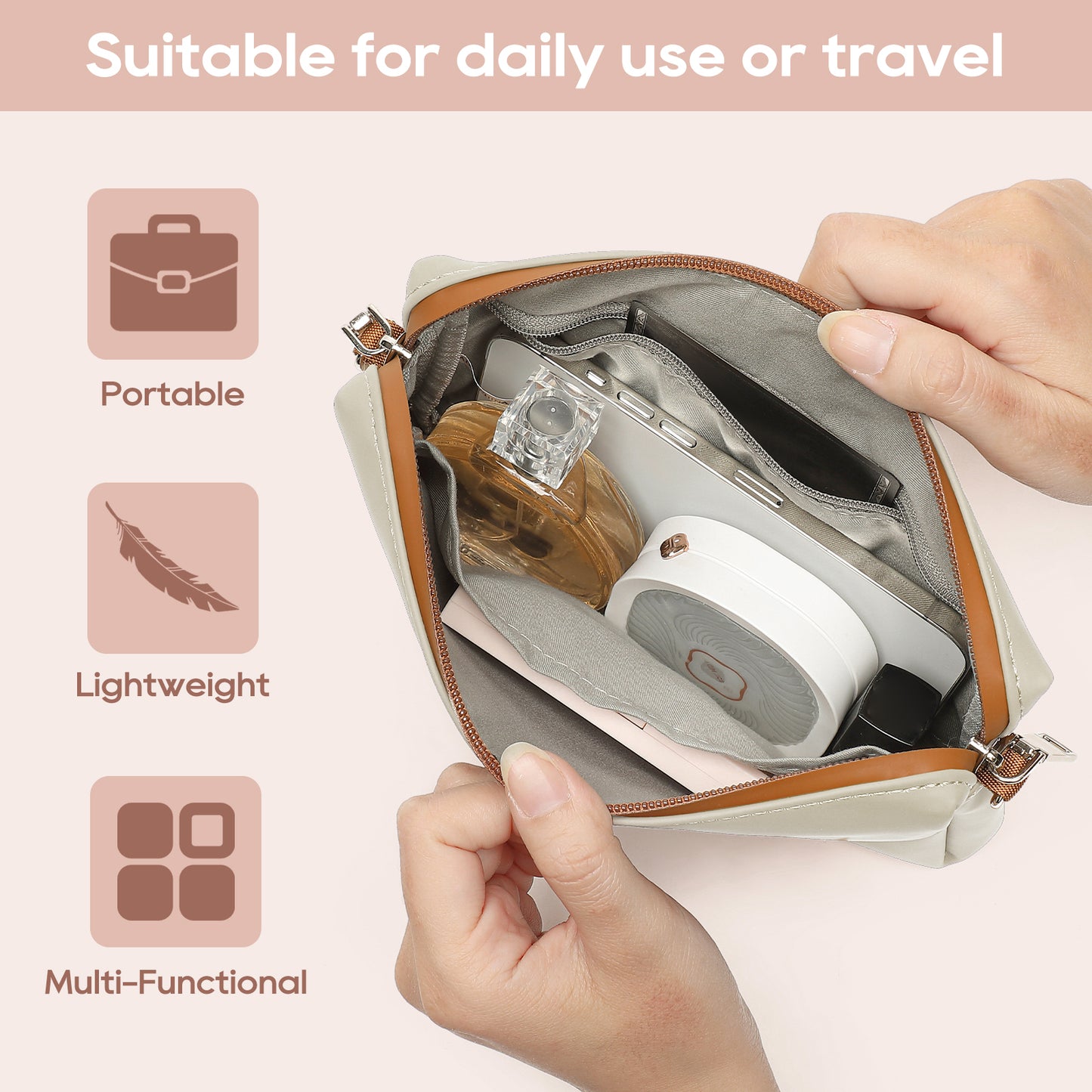 Ten-piece PU leather bag set, including a toiletry bag set (9 bags + 3 matching shoulder straps)