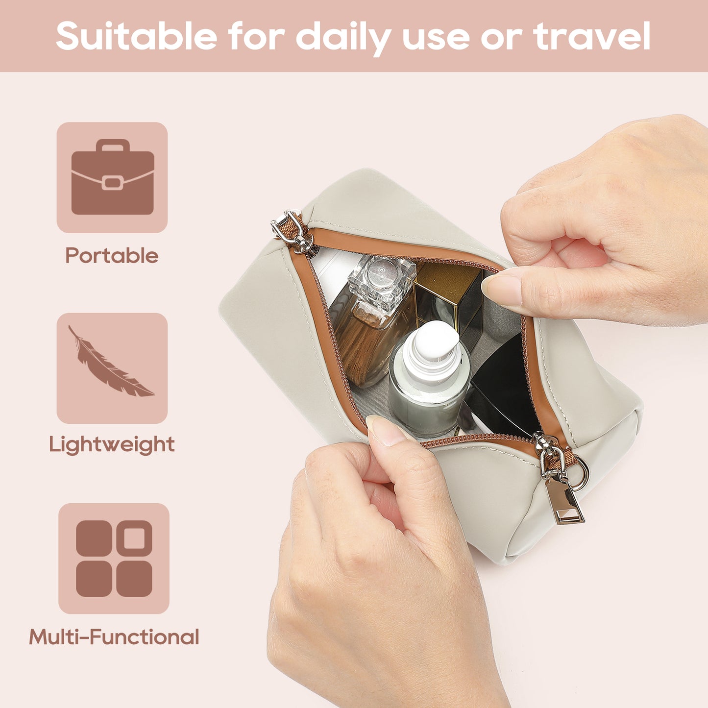 Ten-piece PU leather bag set, including a toiletry bag set (9 bags + 3 matching shoulder straps)