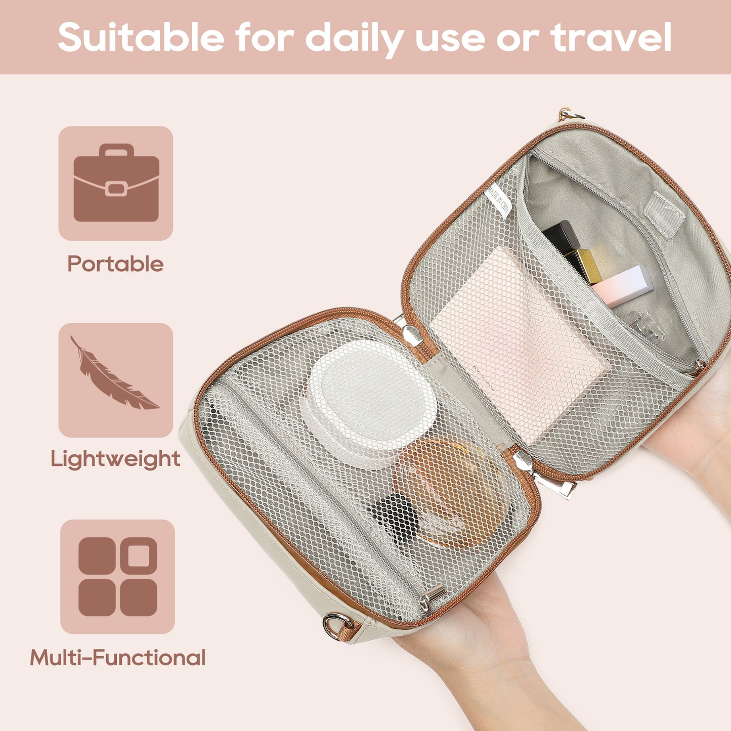 Ten-piece PU leather bag set, including a toiletry bag set (9 bags + 3 matching shoulder straps)