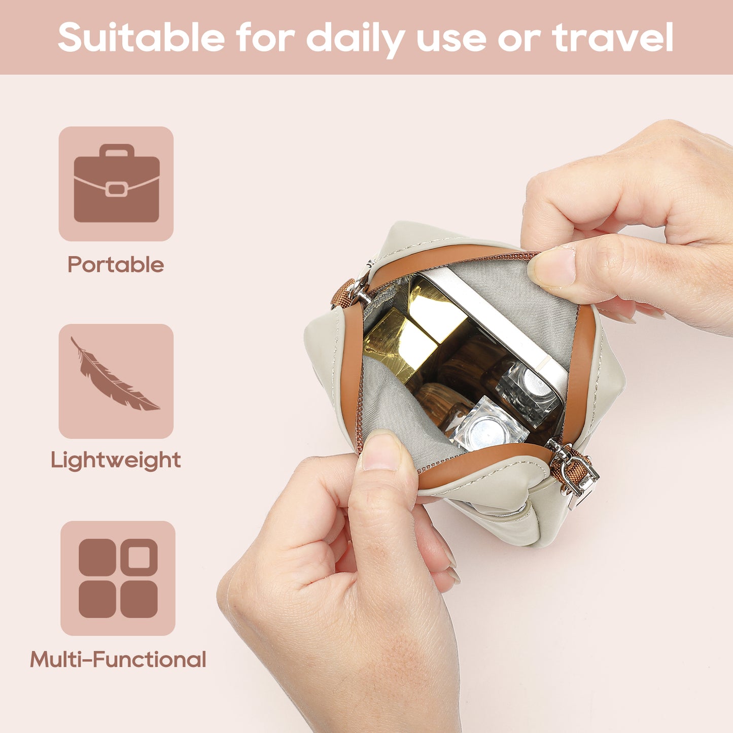 Ten-piece PU leather bag set, including a toiletry bag set (9 bags + 3 matching shoulder straps)