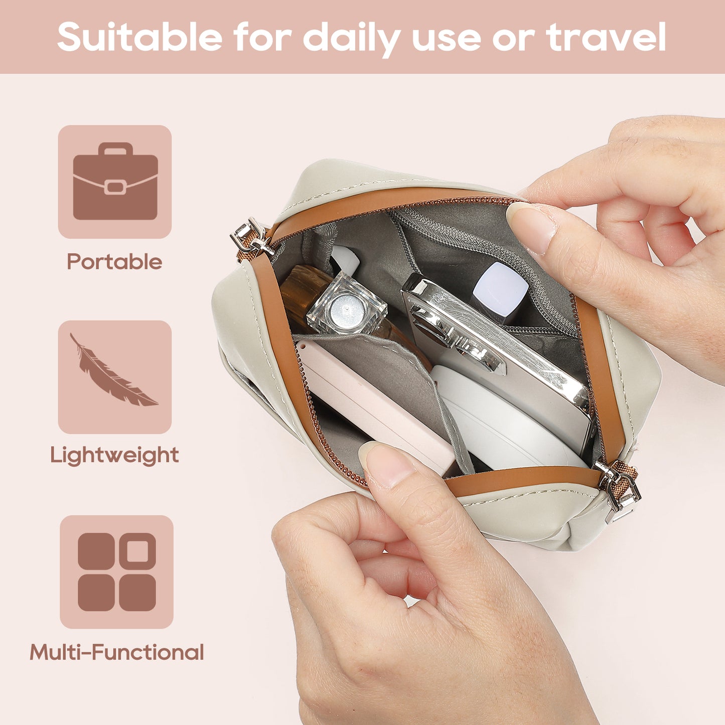 Ten-piece PU leather bag set, including a toiletry bag set (9 bags + 3 matching shoulder straps)