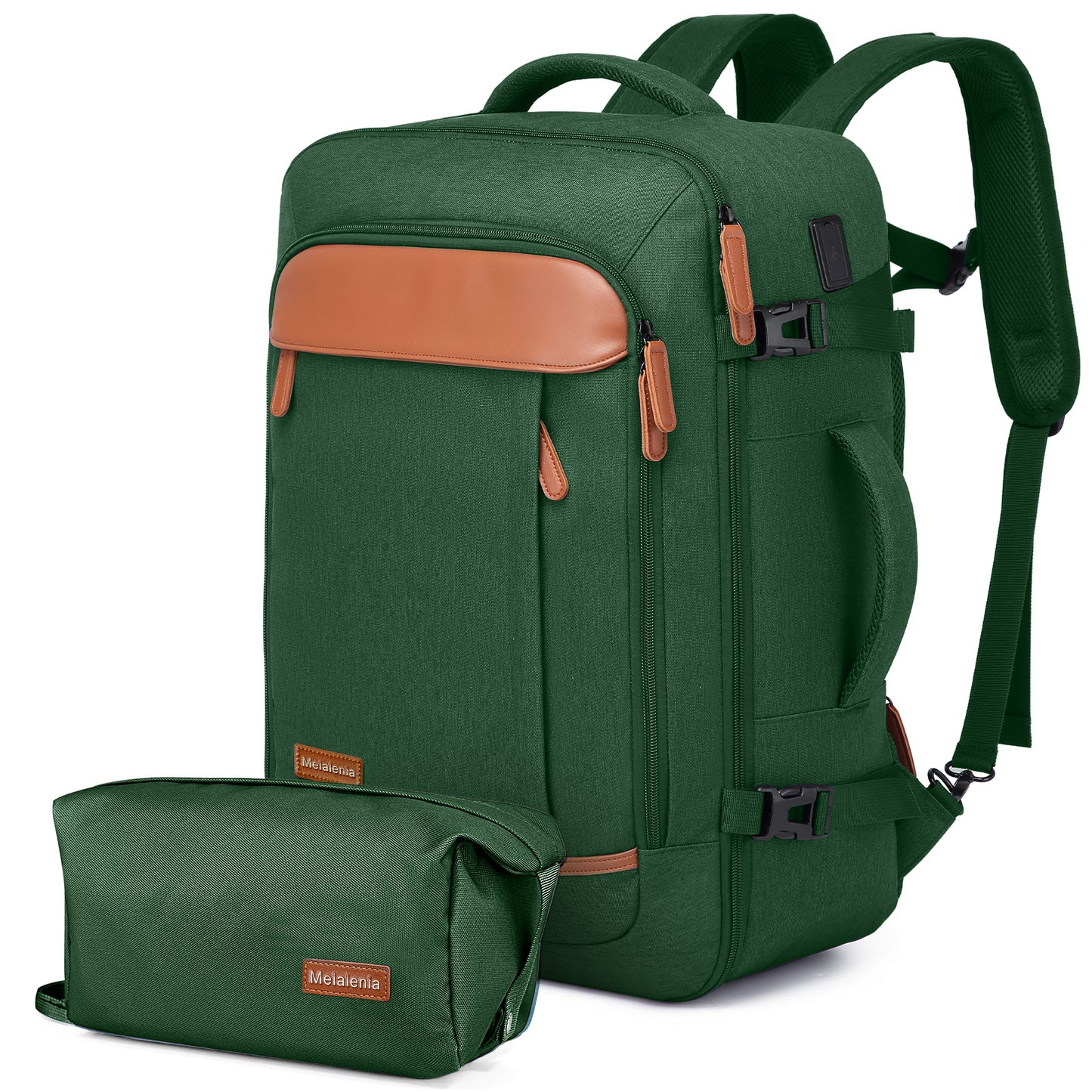 Melalenia 2PCS Waterproof Airline Aprroved Carry-on Travel Backpack with Toiletry Bag USB Port Comfortable