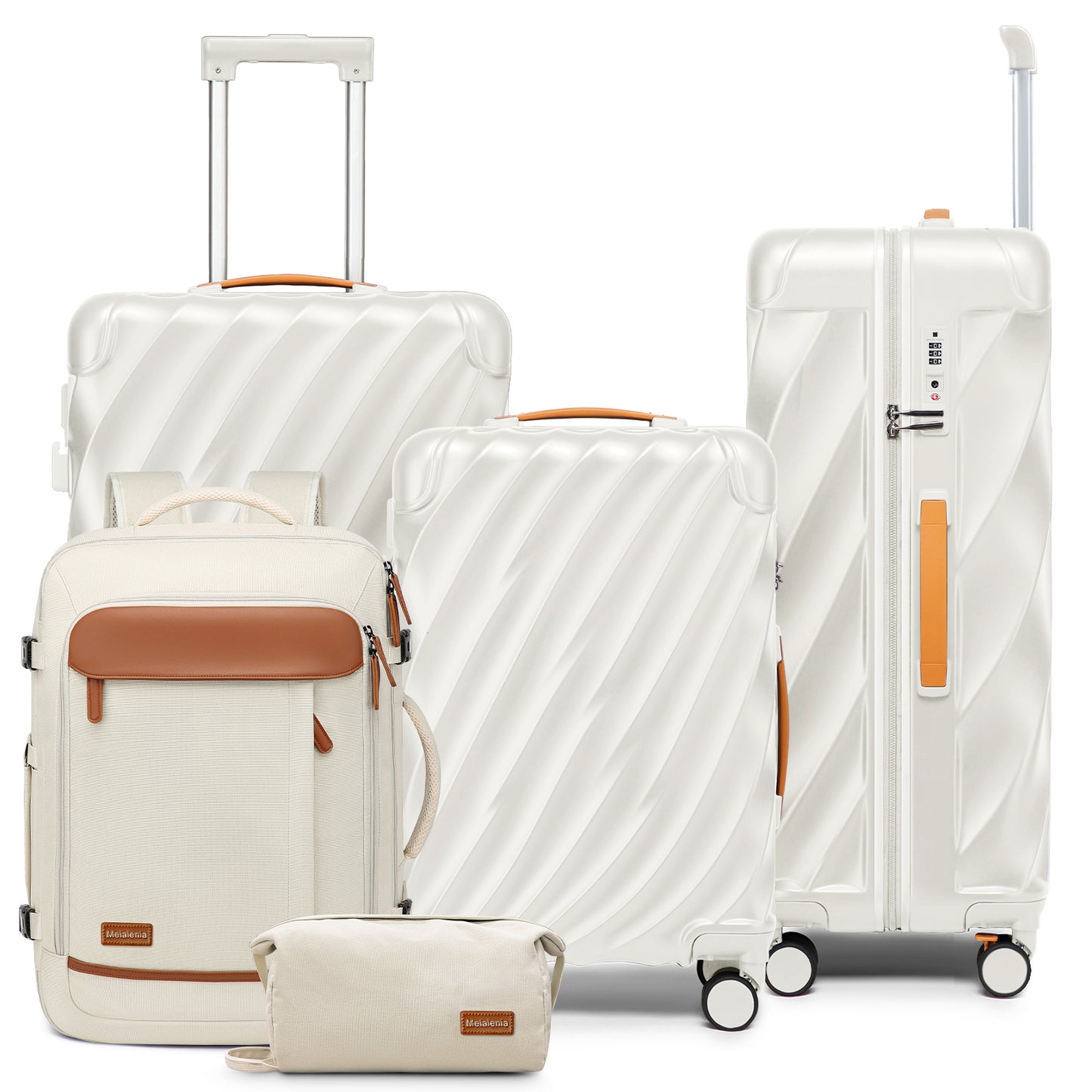 Joyway 5-Piece Luggage Set PC Ultra-Hard Shell Lightweight Suitcase TSA Lock Brake Spinner Wheels (20/24/29) with Backpack Black