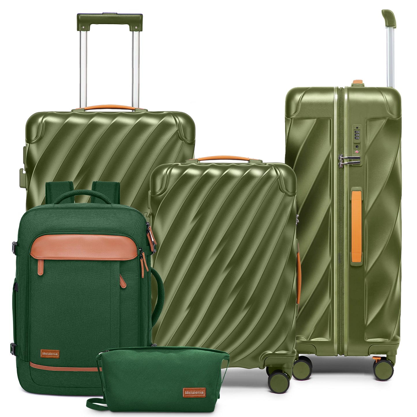 Joyway 5-Piece Luggage Set PC Ultra-Hard Shell Lightweight Suitcase TSA Lock Brake Spinner Wheels (20/24/29) with Backpack Black