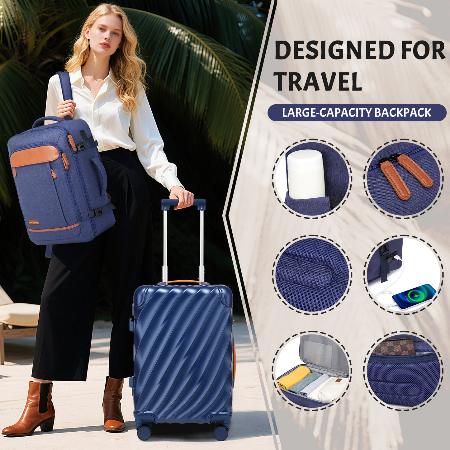 Joyway 5-Piece Luggage Set PC Ultra-Hard Shell Lightweight Suitcase TSA Lock Brake Spinner Wheels (20/24/29) with Backpack Black