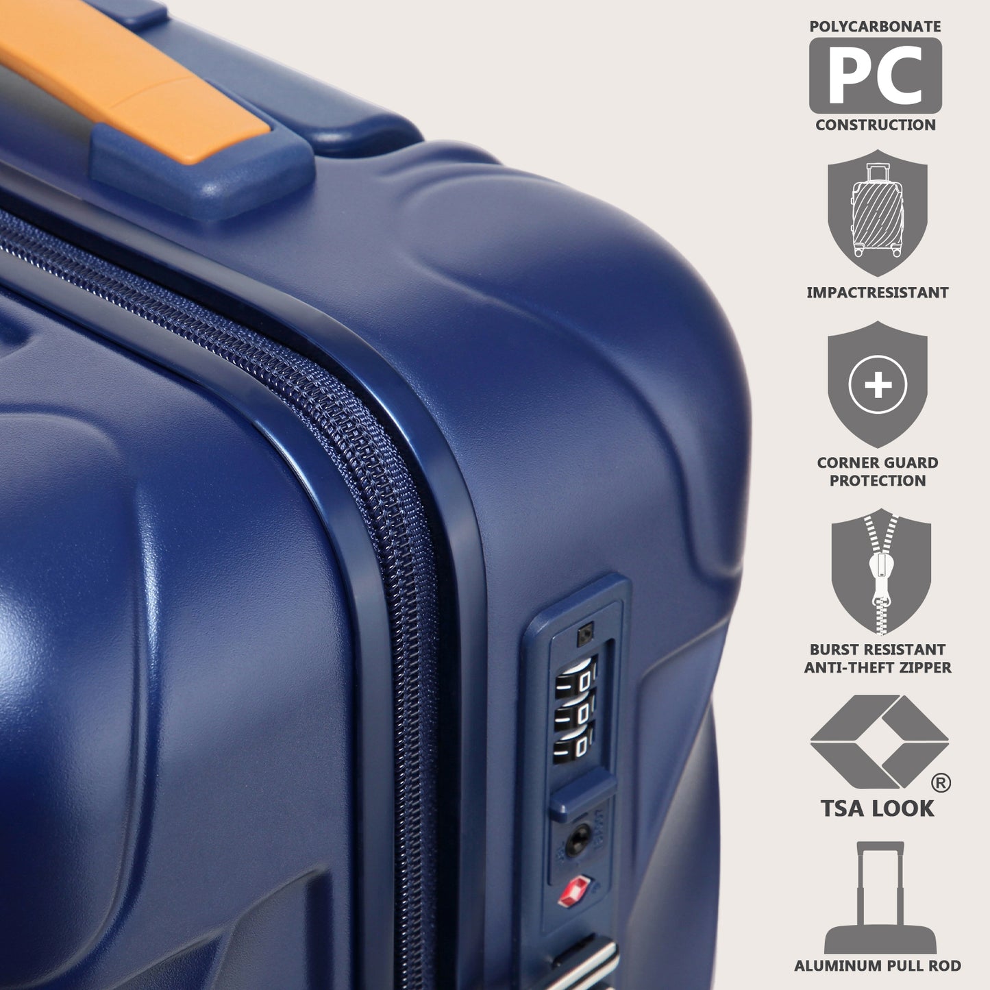 Joyway 5-Piece Luggage Set PC Ultra-Hard Shell Lightweight Suitcase TSA Lock Brake Spinner Wheels (20/24/29) with Backpack Black