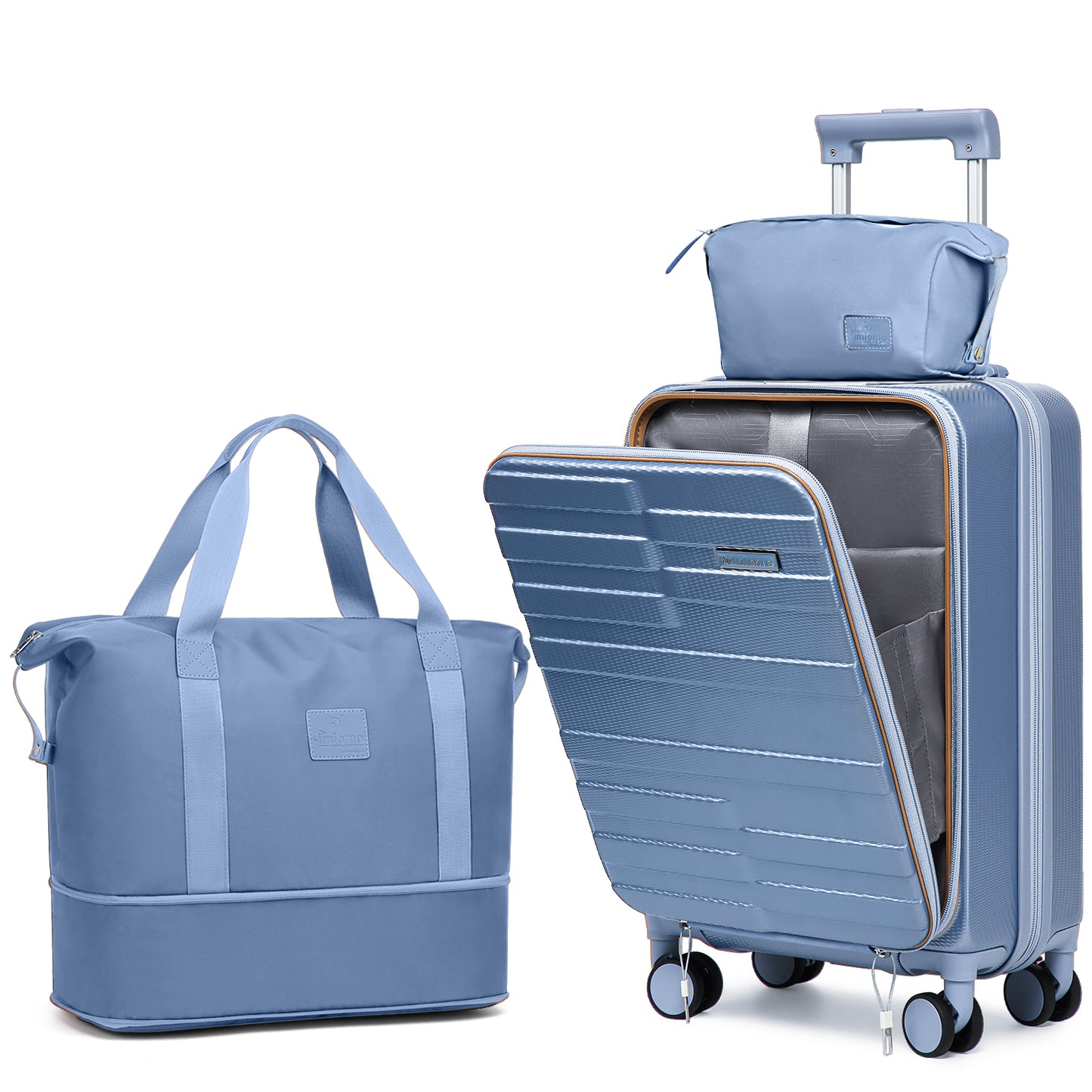 Melalenia 3-Piece Front Opening Cover Carry-on Luggage Side Hooks TSA Lock Spinner Wheels YKK Zippers