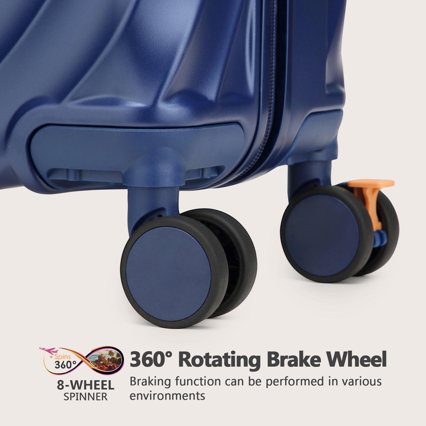 Joyway 5-Piece Luggage Set PC Ultra-Hard Shell Lightweight Suitcase TSA Lock Brake Spinner Wheels (20/24/29) with Backpack Black