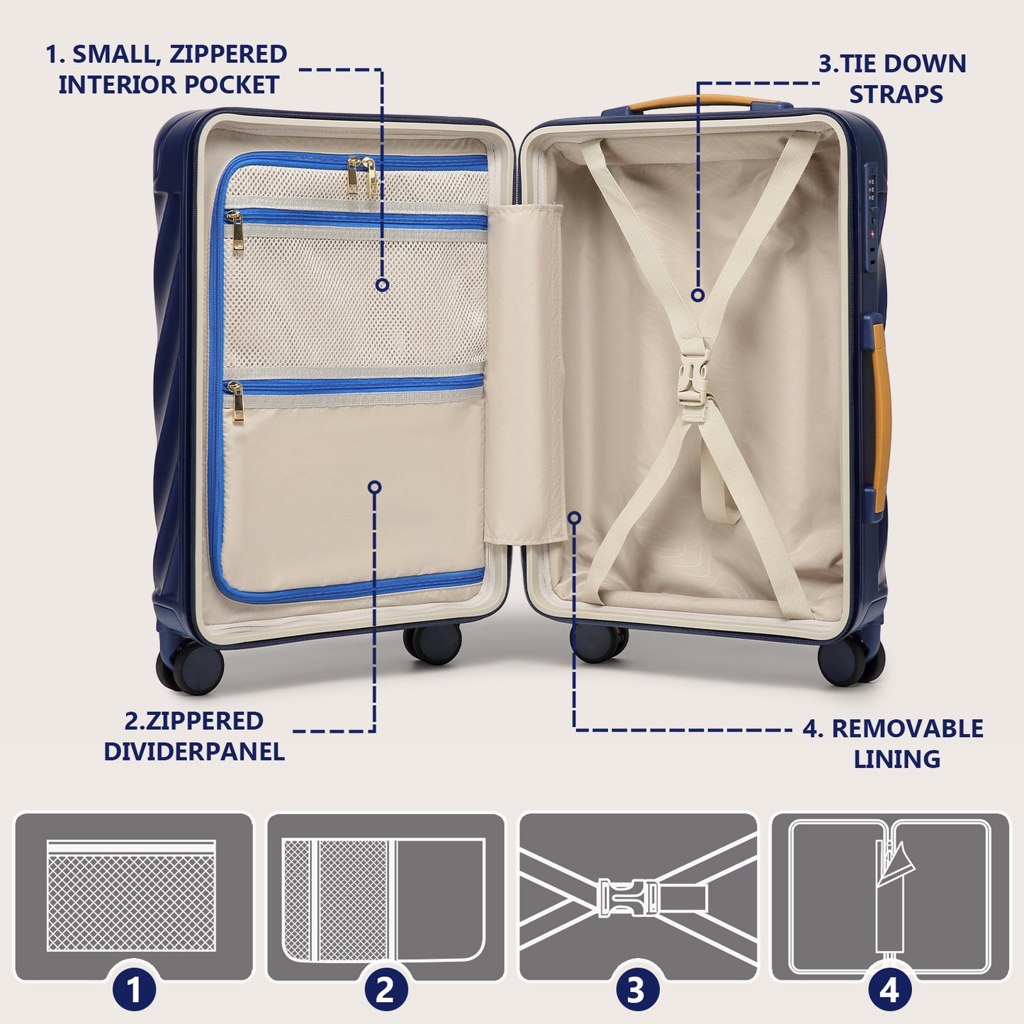 Joyway 5-Piece Luggage Set PC Ultra-Hard Shell Lightweight Suitcase TSA Lock Brake Spinner Wheels (20/24/29) with Backpack Black