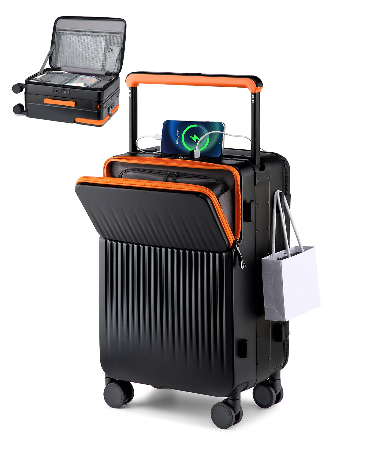 Joyway - 2 Luggage Sets PP Hardside USB Charge port Spinner Luggage - Expandable Carry-on Luggage 20”