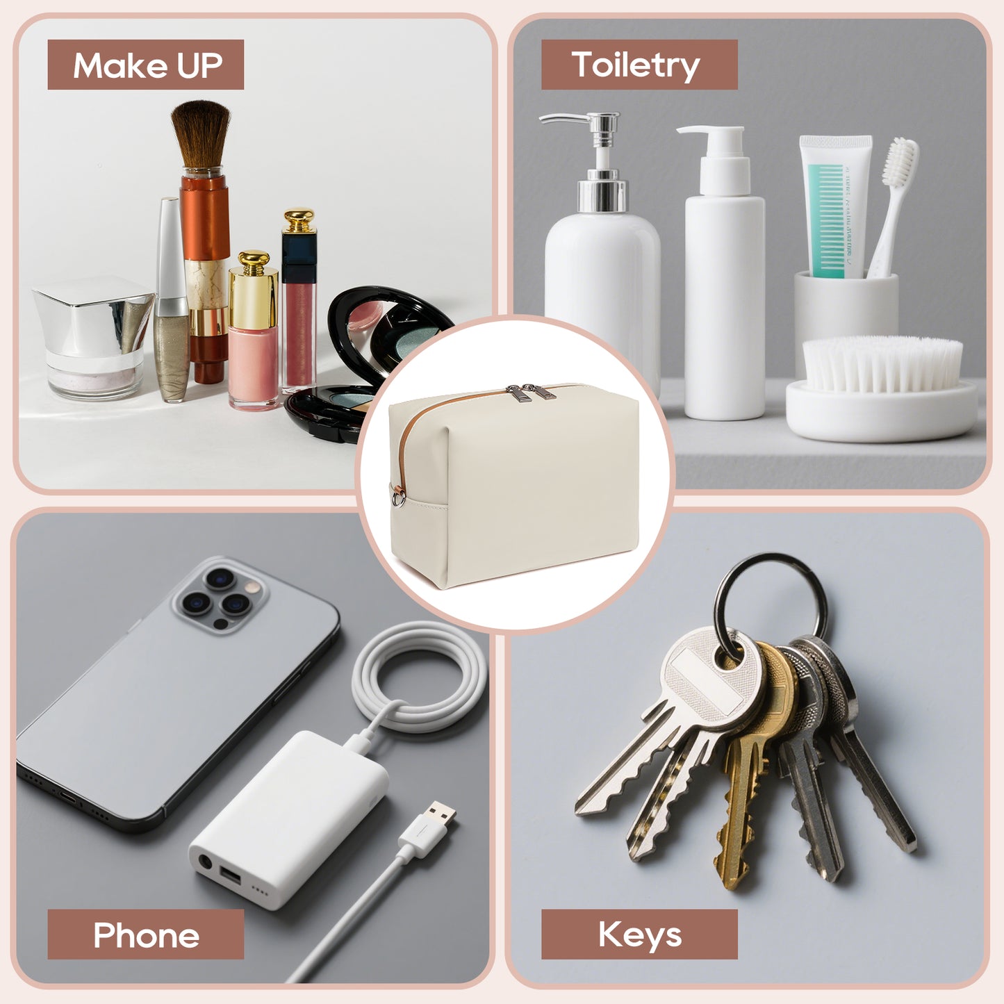 Ten-piece PU leather bag set, including a toiletry bag set (9 bags + 3 matching shoulder straps)