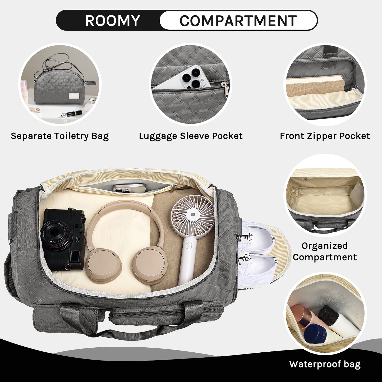 Joyway Duffle Bag, Foldable Gym Bag with Wet Bag