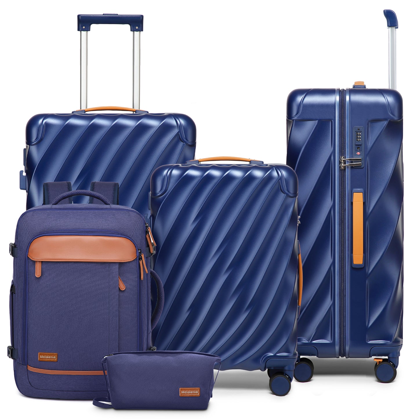 Joyway 5-Piece Luggage Set PC Ultra-Hard Shell Lightweight Suitcase TSA Lock Brake Spinner Wheels (20/24/29) with Backpack Black