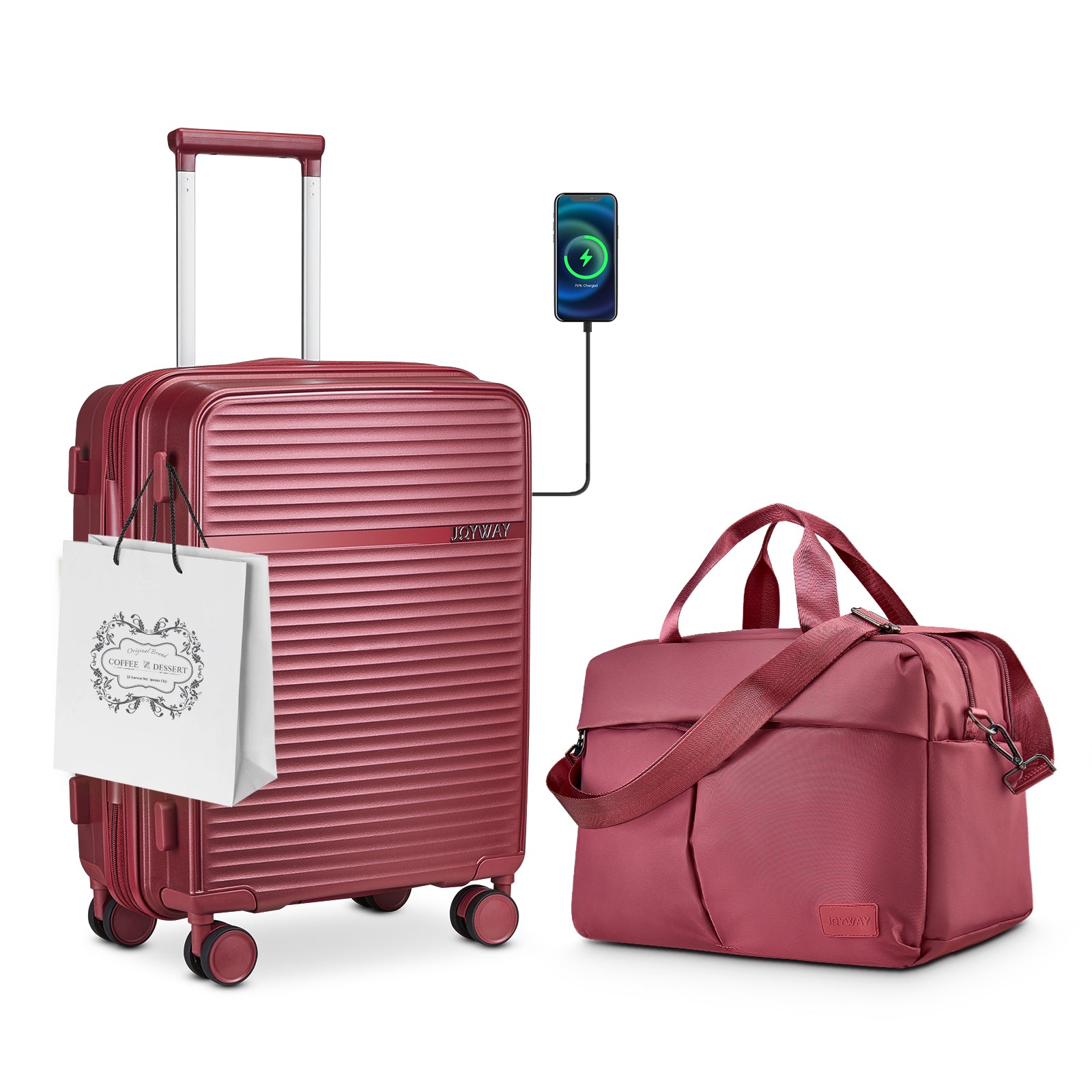 Luggage set with charger on sale