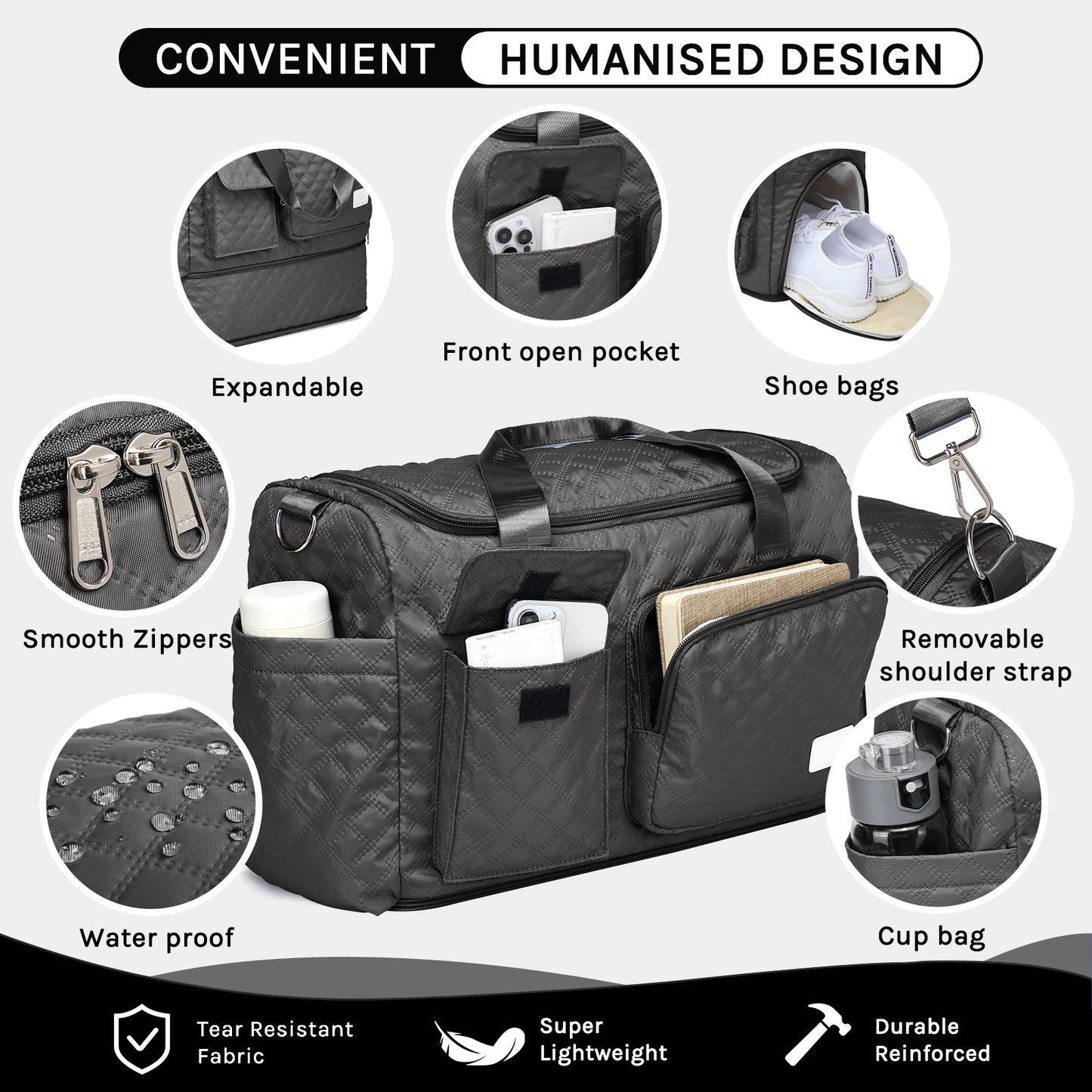 Joyway Duffle Bag, Foldable Gym Bag with Wet Bag