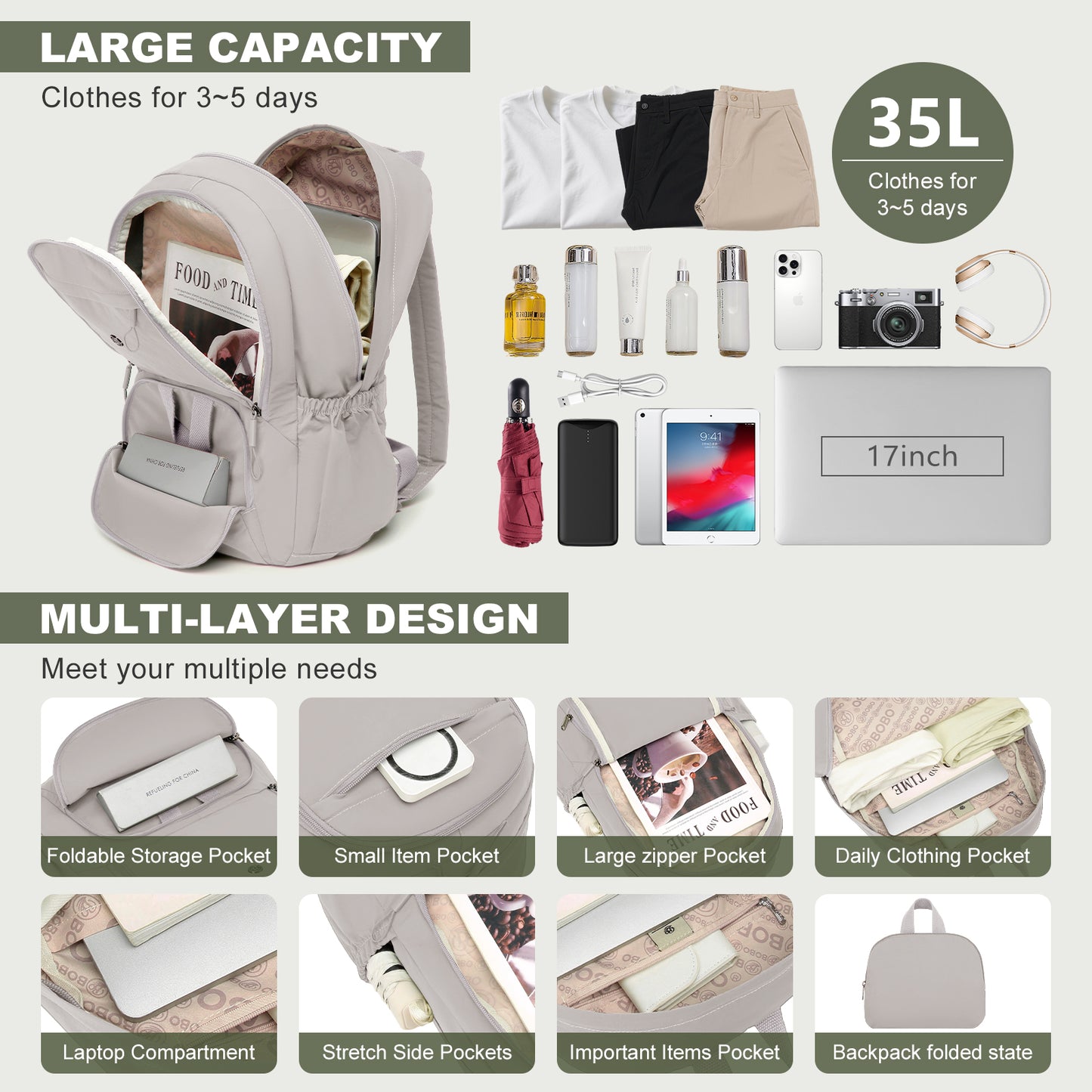 Joyway Lightweight Folding Backpack 35L Waterproof Foldable Hiking Bag Lightweight and Compact Folding Backpack for Travel School Camping