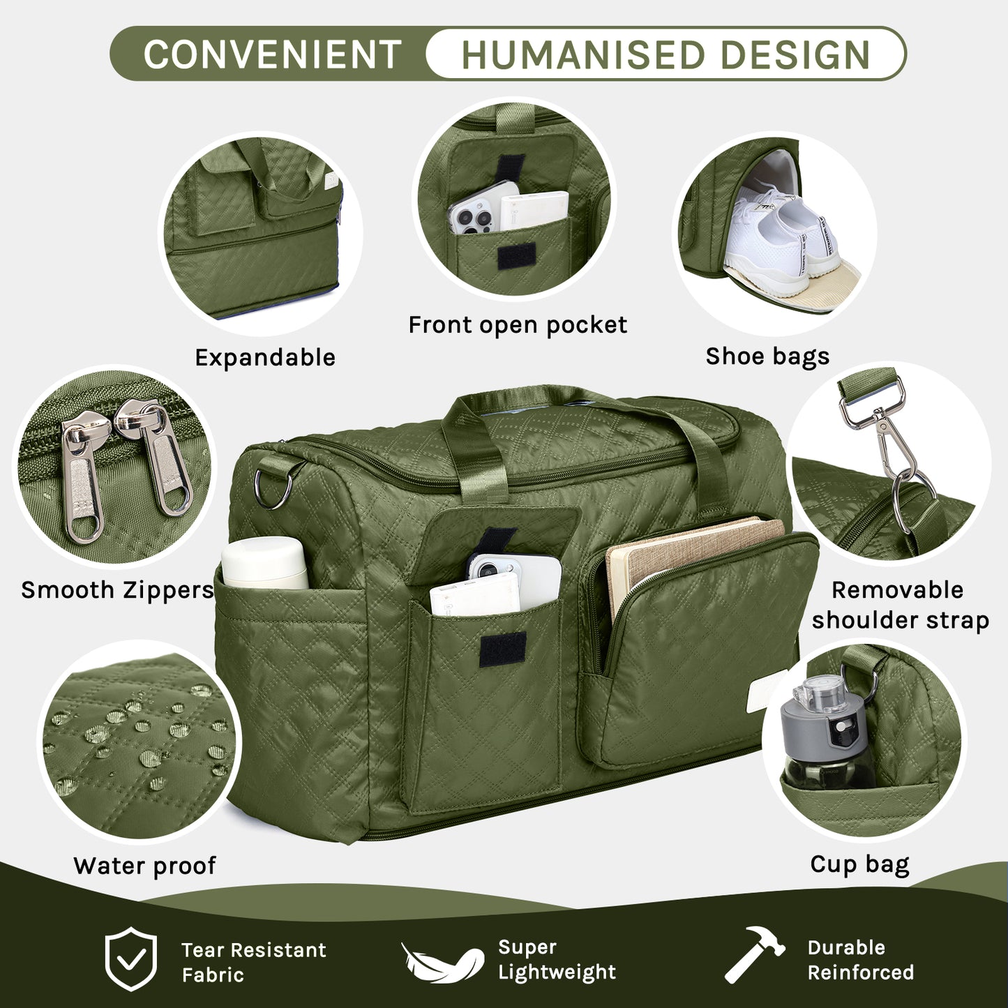 Joyway Duffle Bag, Foldable Gym Bag with Wet Bag