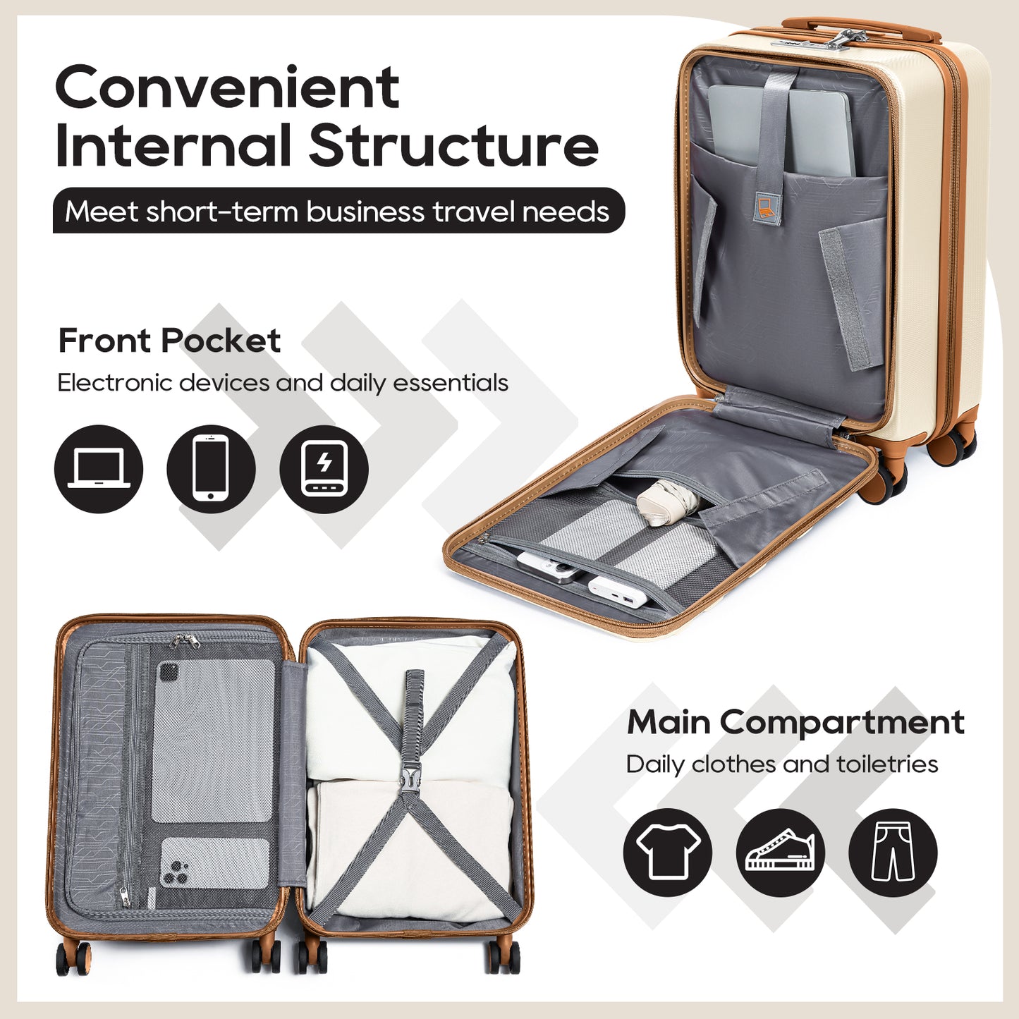 Melalenia 3-Piece Front Opening Cover Carry-on Luggage Side Hooks TSA Lock Spinner Wheels YKK Zippers