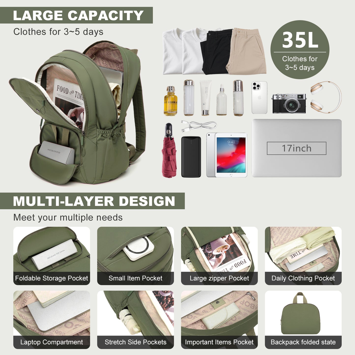 Joyway Lightweight Folding Backpack 35L Waterproof Foldable Hiking Bag Lightweight and Compact Folding Backpack for Travel School Camping