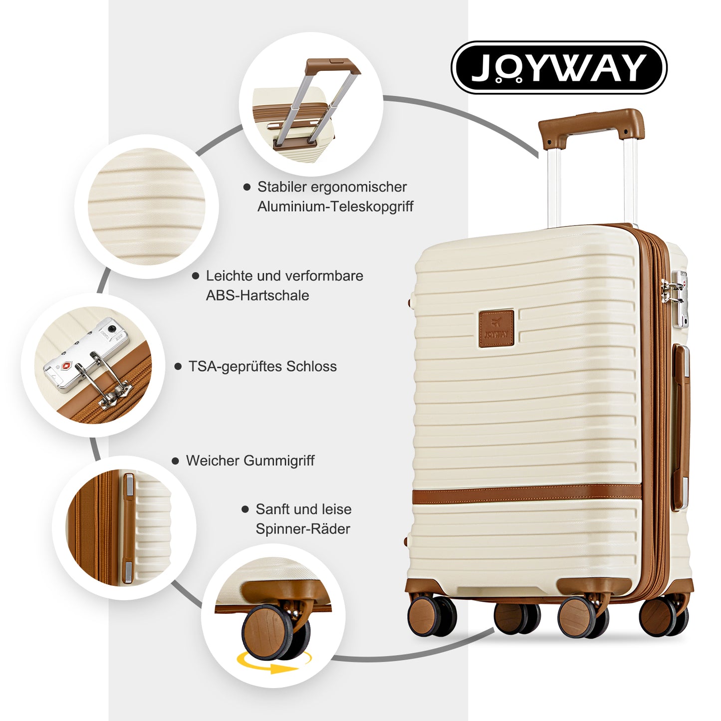 7-piece striped luggage set, including four hard-shell lightweight suitcases, one makeup case, one multi-functional luggage bag, and one cosmetic bag, model TR008