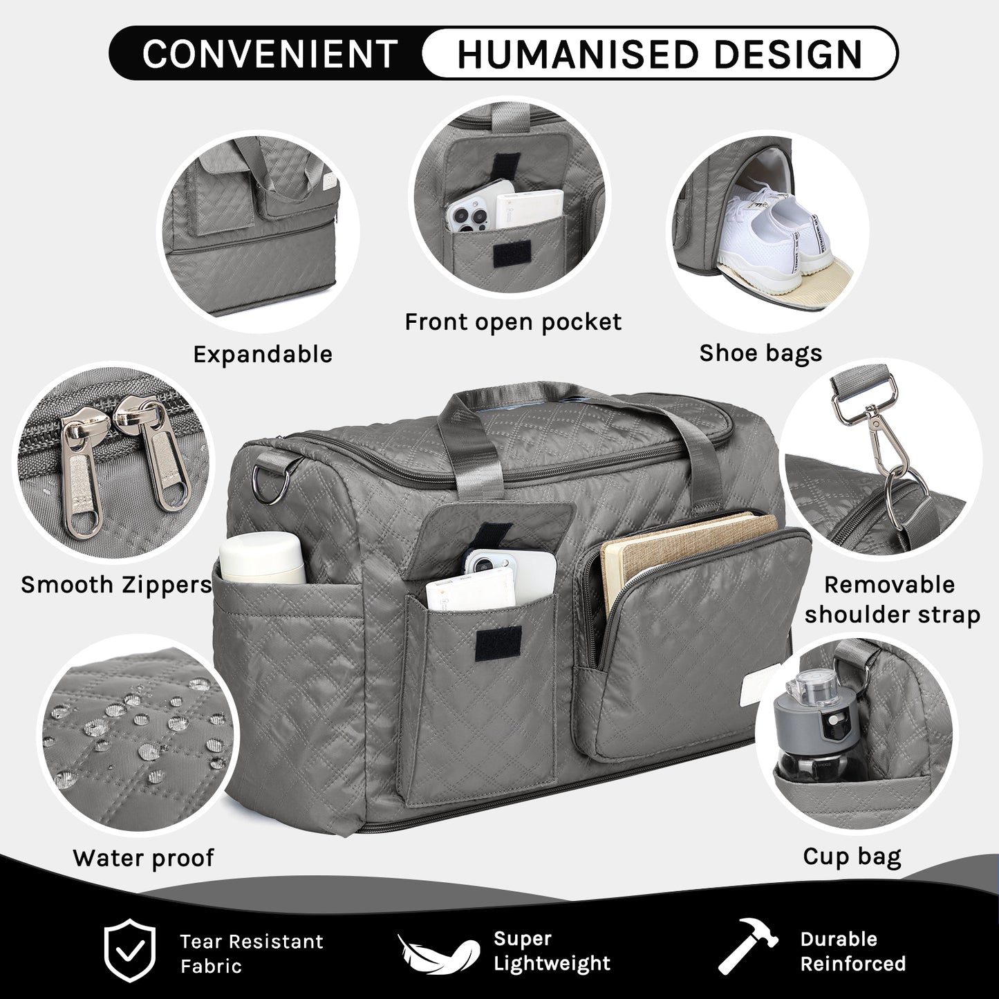 Joyway Duffle Bag, Foldable Gym Bag with Wet Bag