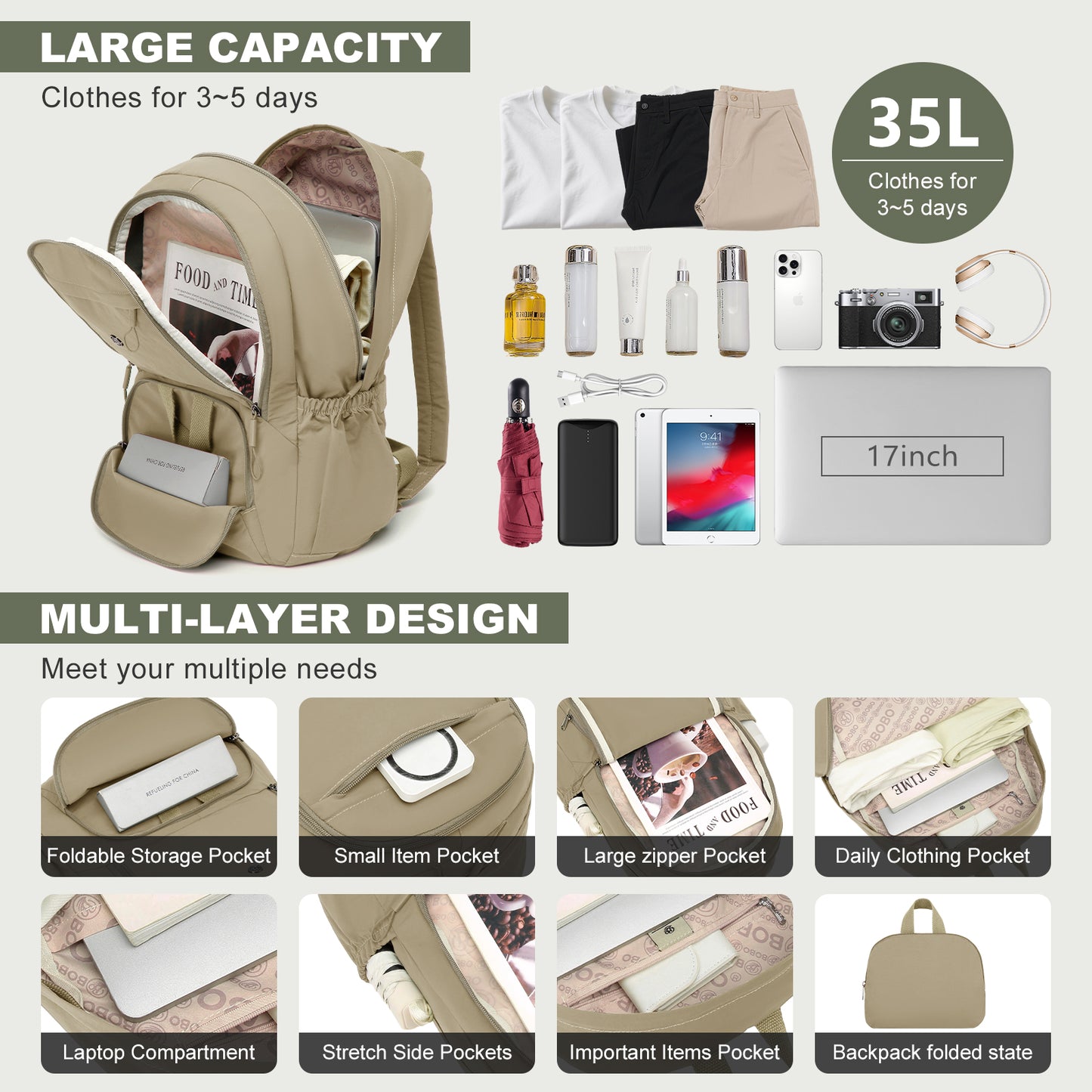 Joyway Lightweight Folding Backpack 35L Waterproof Foldable Hiking Bag Lightweight and Compact Folding Backpack for Travel School Camping