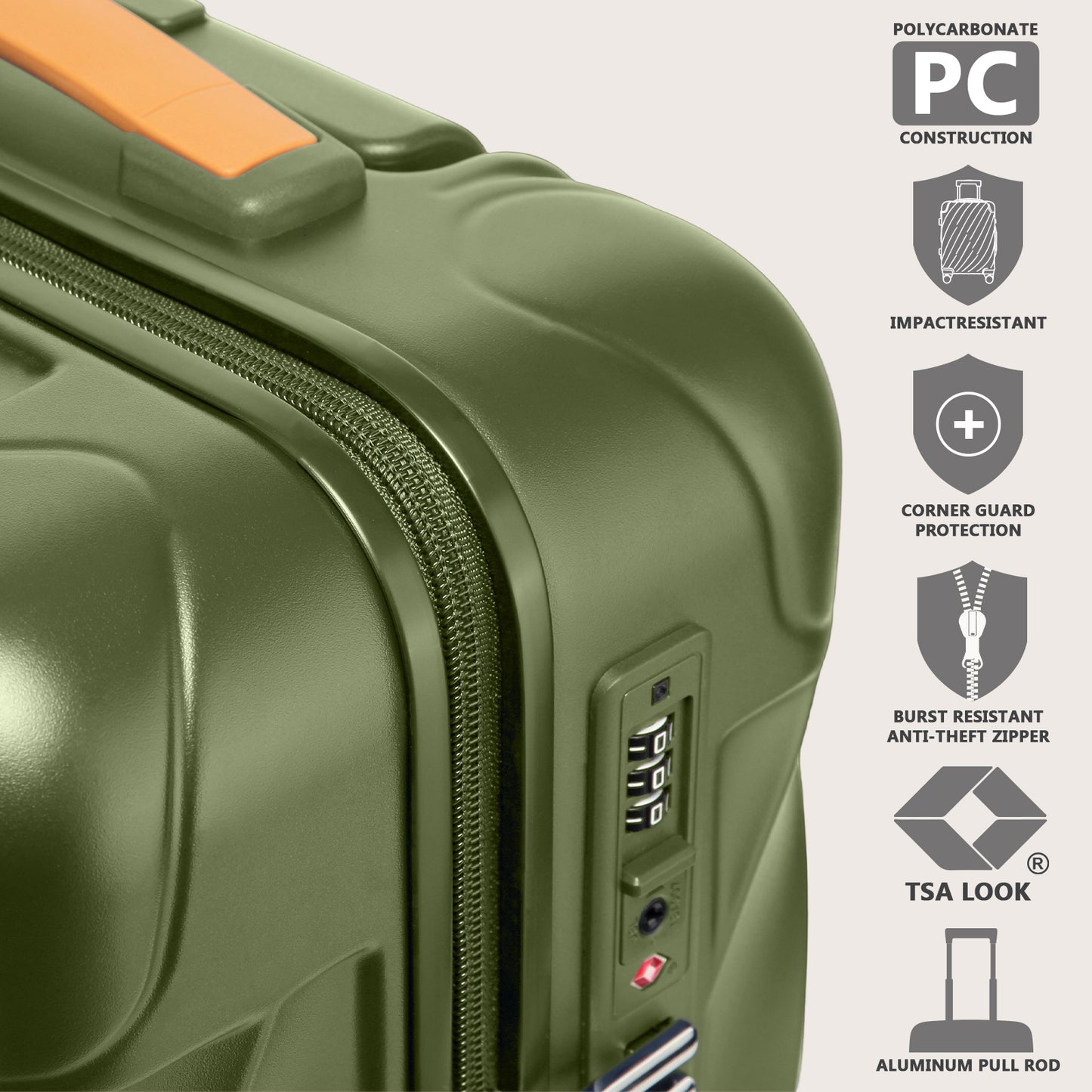 Joyway 5-Piece Luggage Set PC Ultra-Hard Shell Lightweight Suitcase TSA Lock Brake Spinner Wheels (20/24/29) with Backpack Black