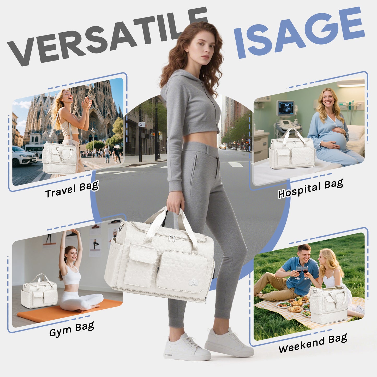 Joyway Duffle Bag, Foldable Gym Bag with Wet Bag