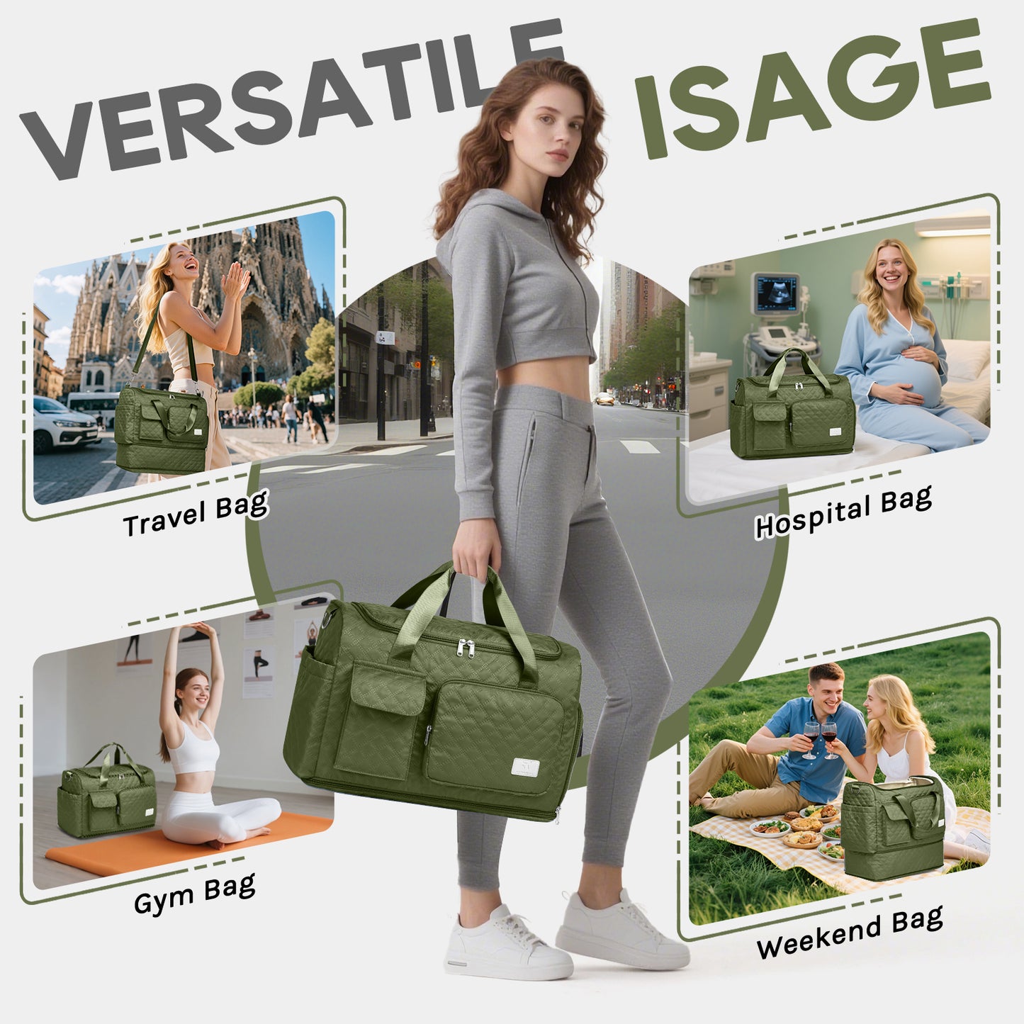 Joyway Duffle Bag, Foldable Gym Bag with Wet Bag