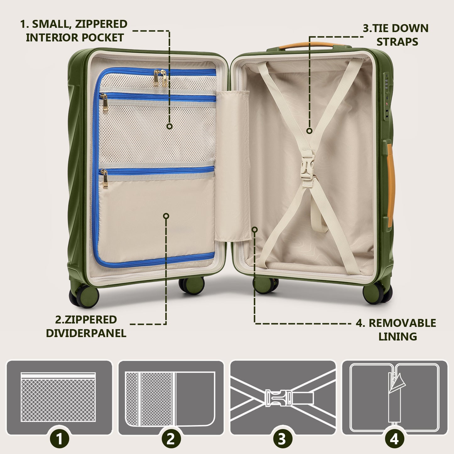 Joyway 5-Piece Luggage Set PC Ultra-Hard Shell Lightweight Suitcase TSA Lock Brake Spinner Wheels (20/24/29) with Backpack Black