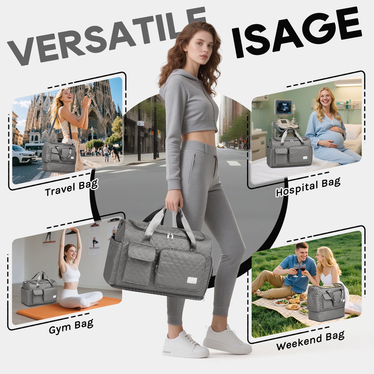 Joyway Duffle Bag, Foldable Gym Bag with Wet Bag