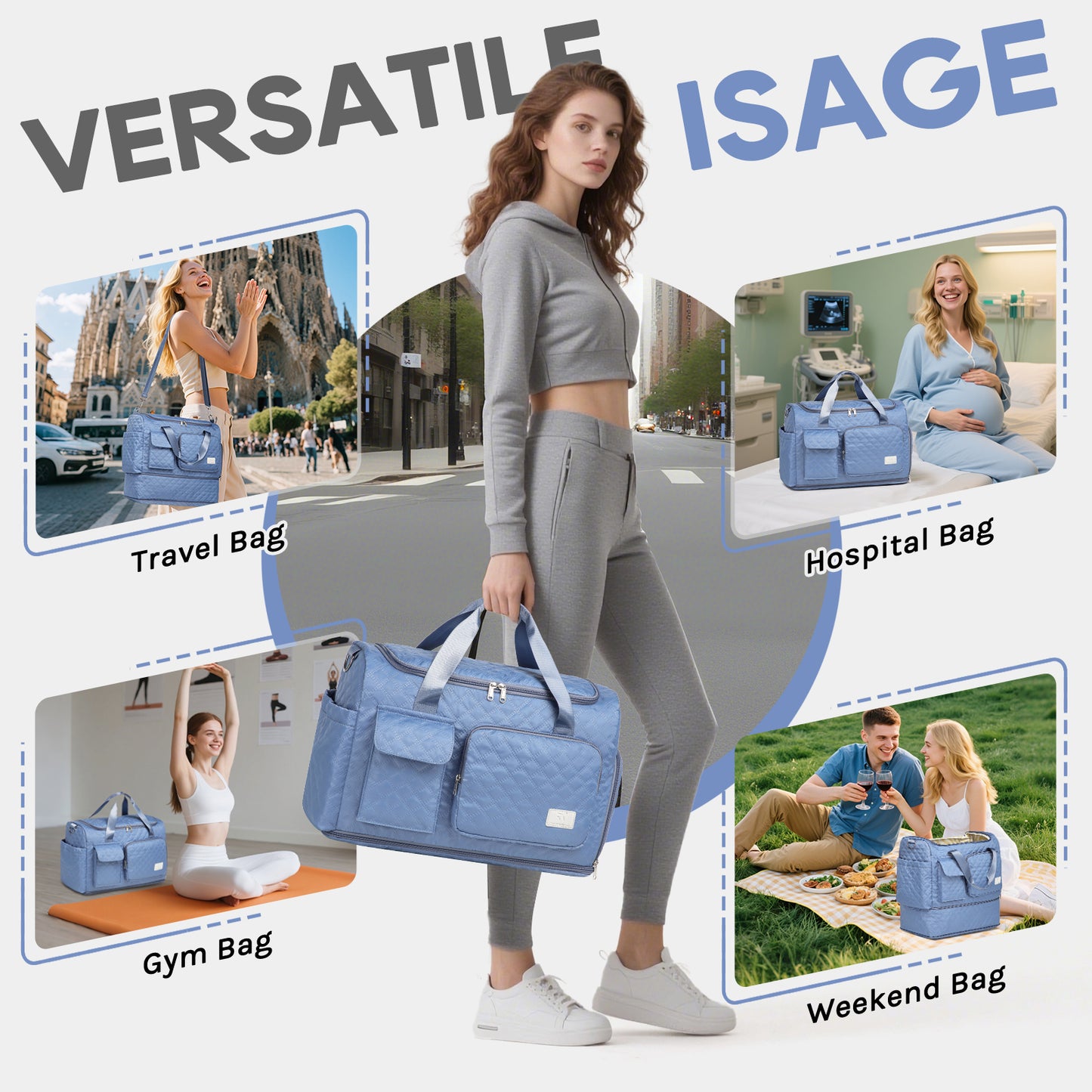 Joyway Duffle Bag, Foldable Gym Bag with Wet Bag