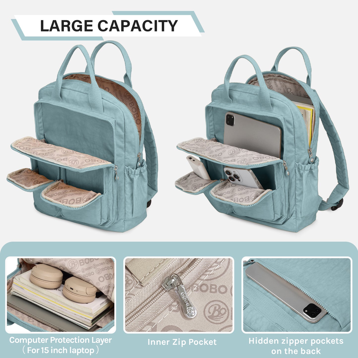 Joyway Waterproof Backpack for School and Travel Fits 15 Inch Laptop Lightweight Casual Daypack with Multi Pockets