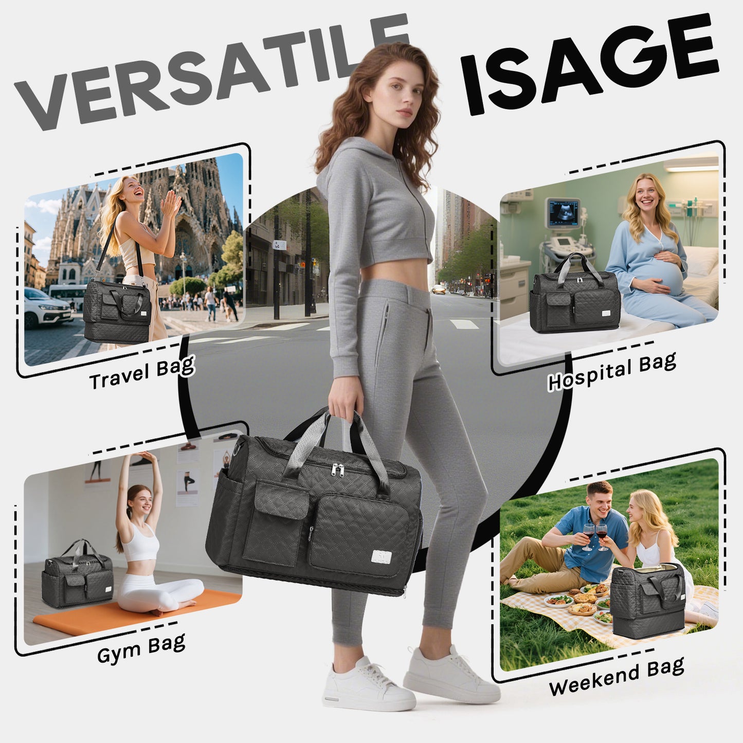 Joyway Duffle Bag, Foldable Gym Bag with Wet Bag