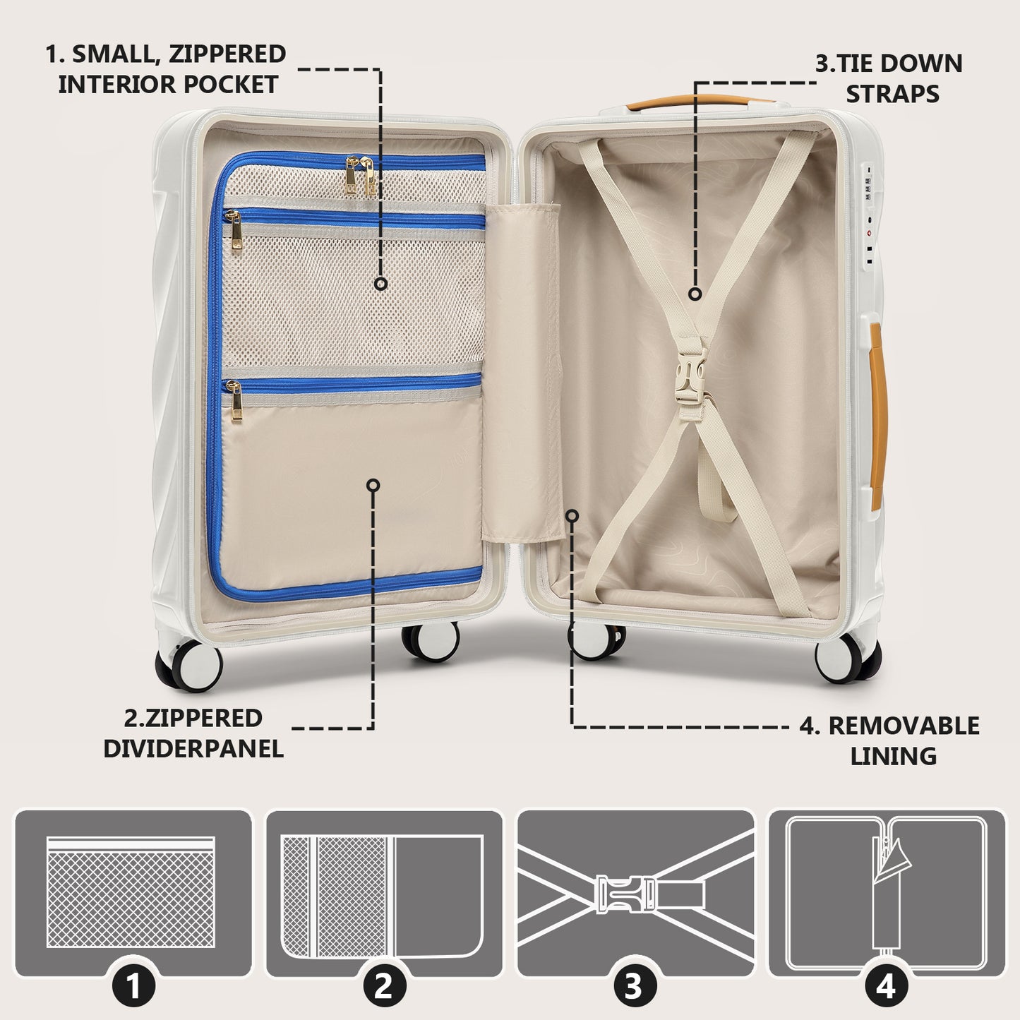 Joyway 5-Piece Luggage Set PC Ultra-Hard Shell Lightweight Suitcase TSA Lock Brake Spinner Wheels (20/24/29) with Backpack Black