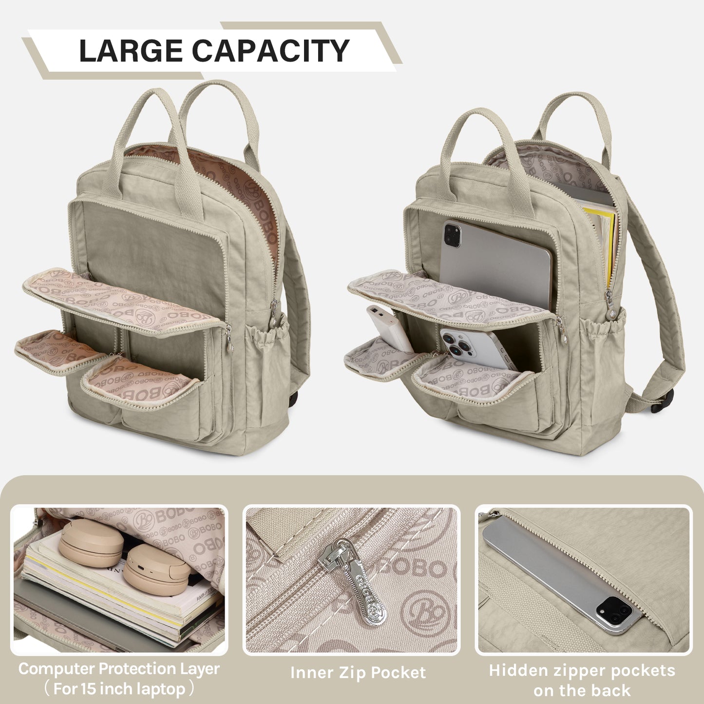 Joyway Waterproof Backpack for School and Travel Fits 15 Inch Laptop Lightweight Casual Daypack with Multi Pockets