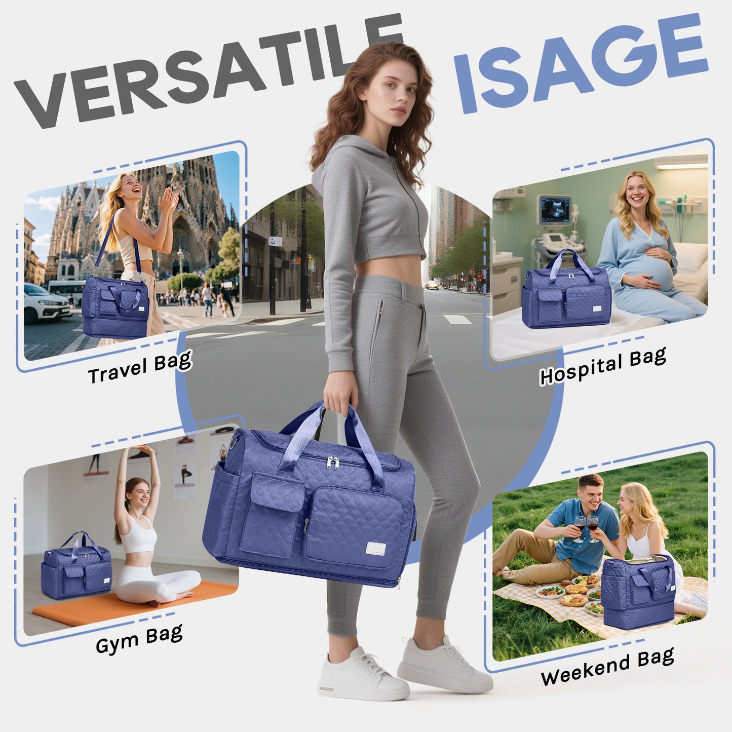 Joyway Duffle Bag, Foldable Gym Bag with Wet Bag