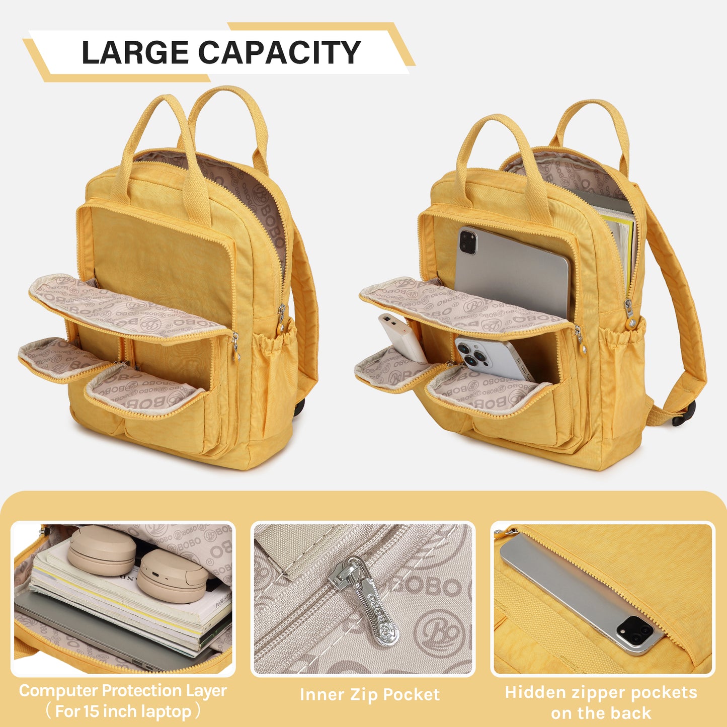 Joyway Waterproof Backpack for School and Travel Fits 15 Inch Laptop Lightweight Casual Daypack with Multi Pockets