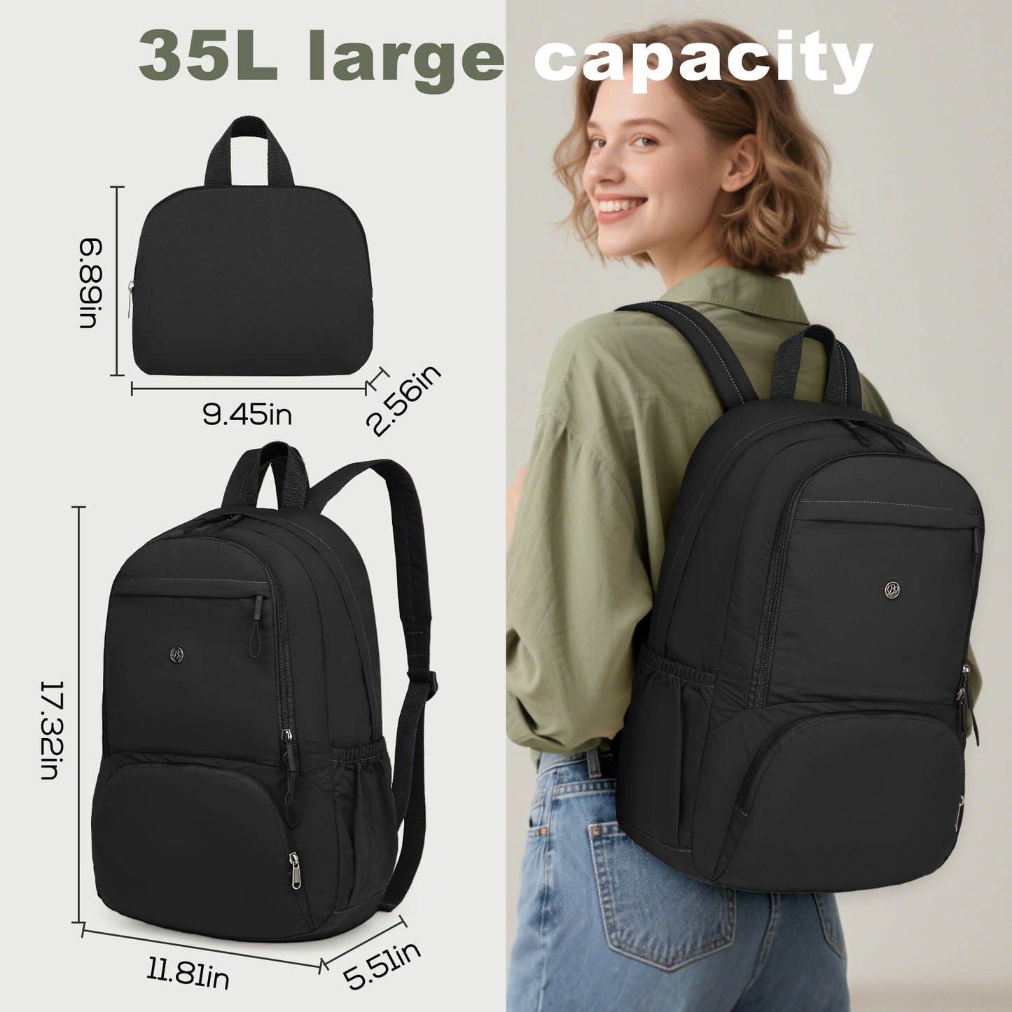 Joyway Lightweight Folding Backpack 35L Waterproof Foldable Hiking Bag Lightweight and Compact Folding Backpack for Travel School Camping