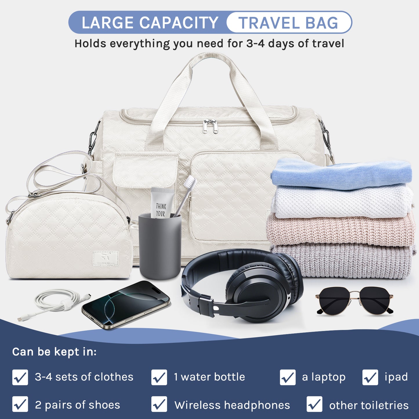 Joyway Duffle Bag, Foldable Gym Bag with Wet Bag