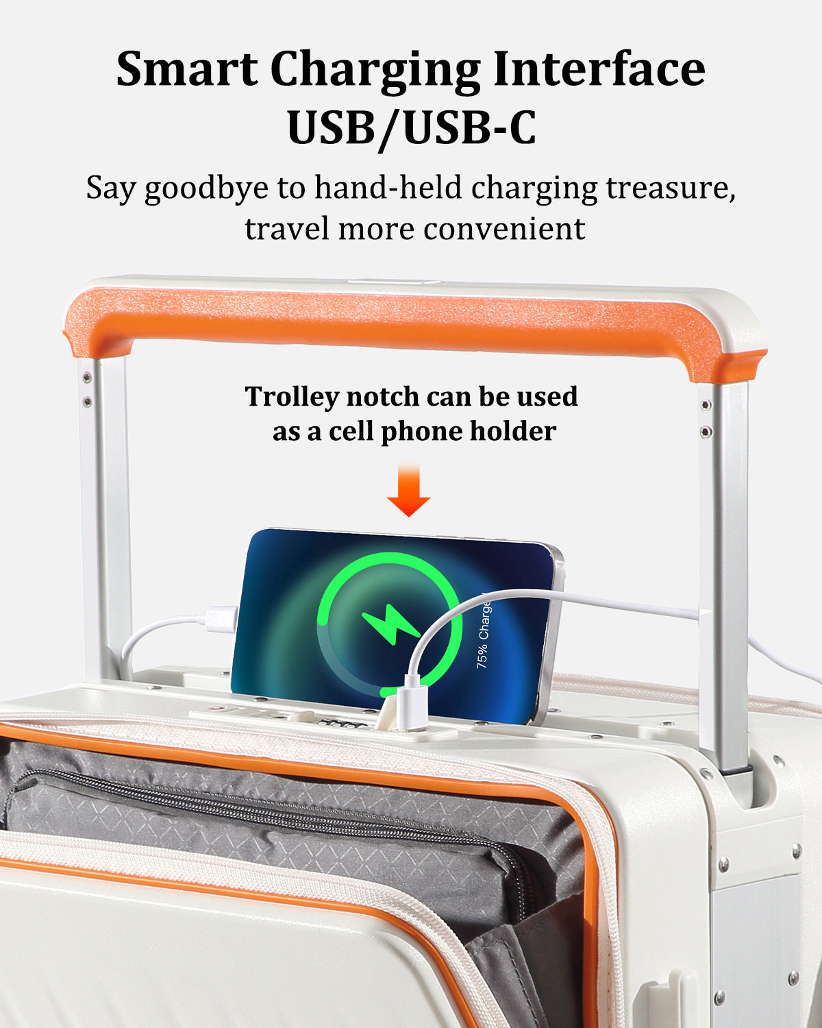 Joyway - 2 Luggage Sets PP Hardside USB Charge port Spinner Luggage - Expandable Carry-on Luggage 20”