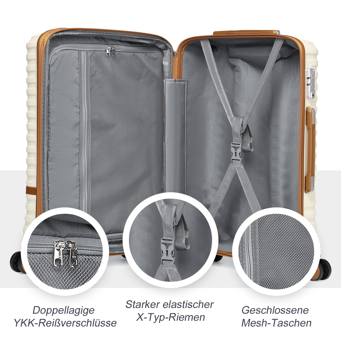 5-piece striped luggage set, including a hard-shell lightweight suitcase, a multi-functional backpack, and a cosmetic bag, TR008