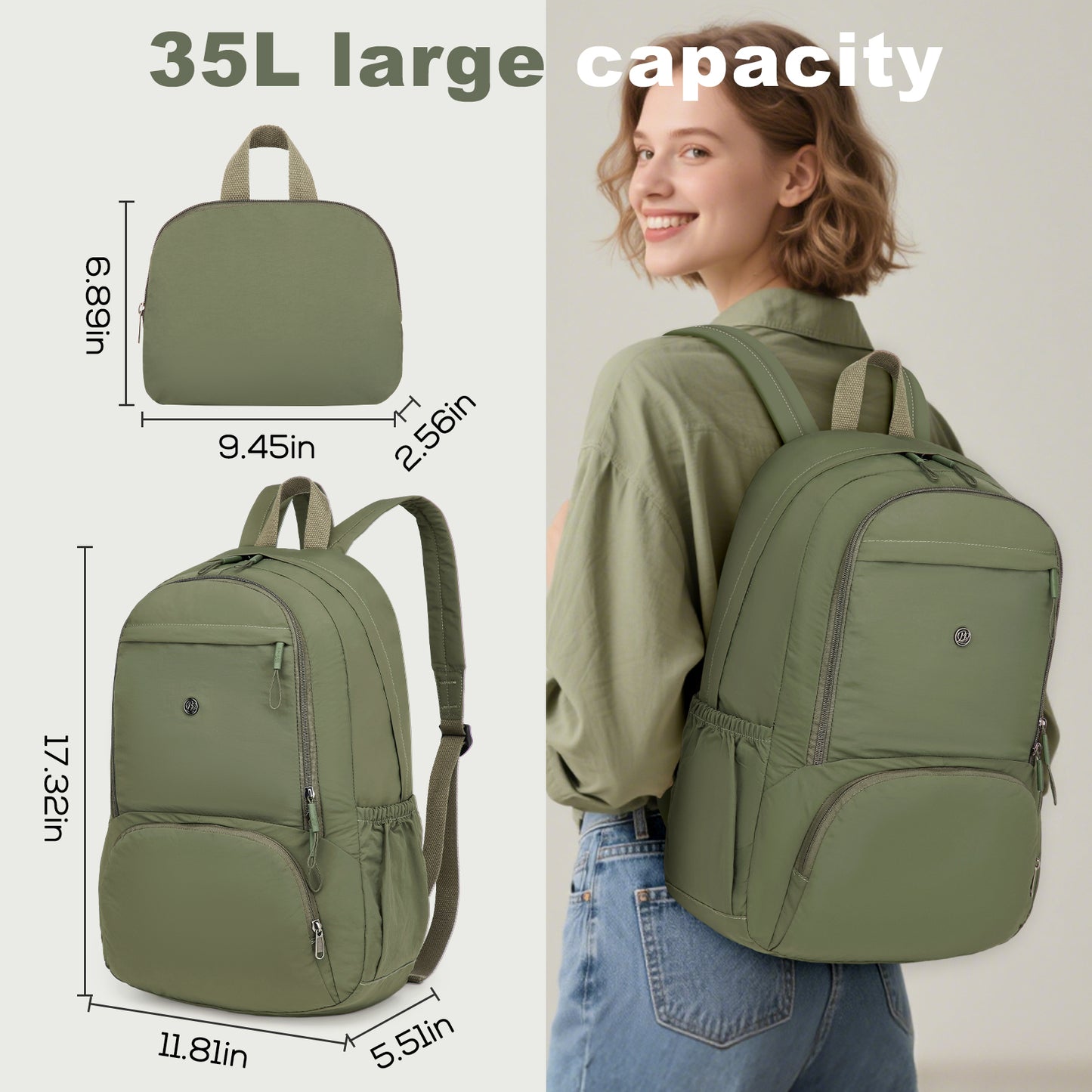 Joyway Lightweight Folding Backpack 35L Waterproof Foldable Hiking Bag Lightweight and Compact Folding Backpack for Travel School Camping