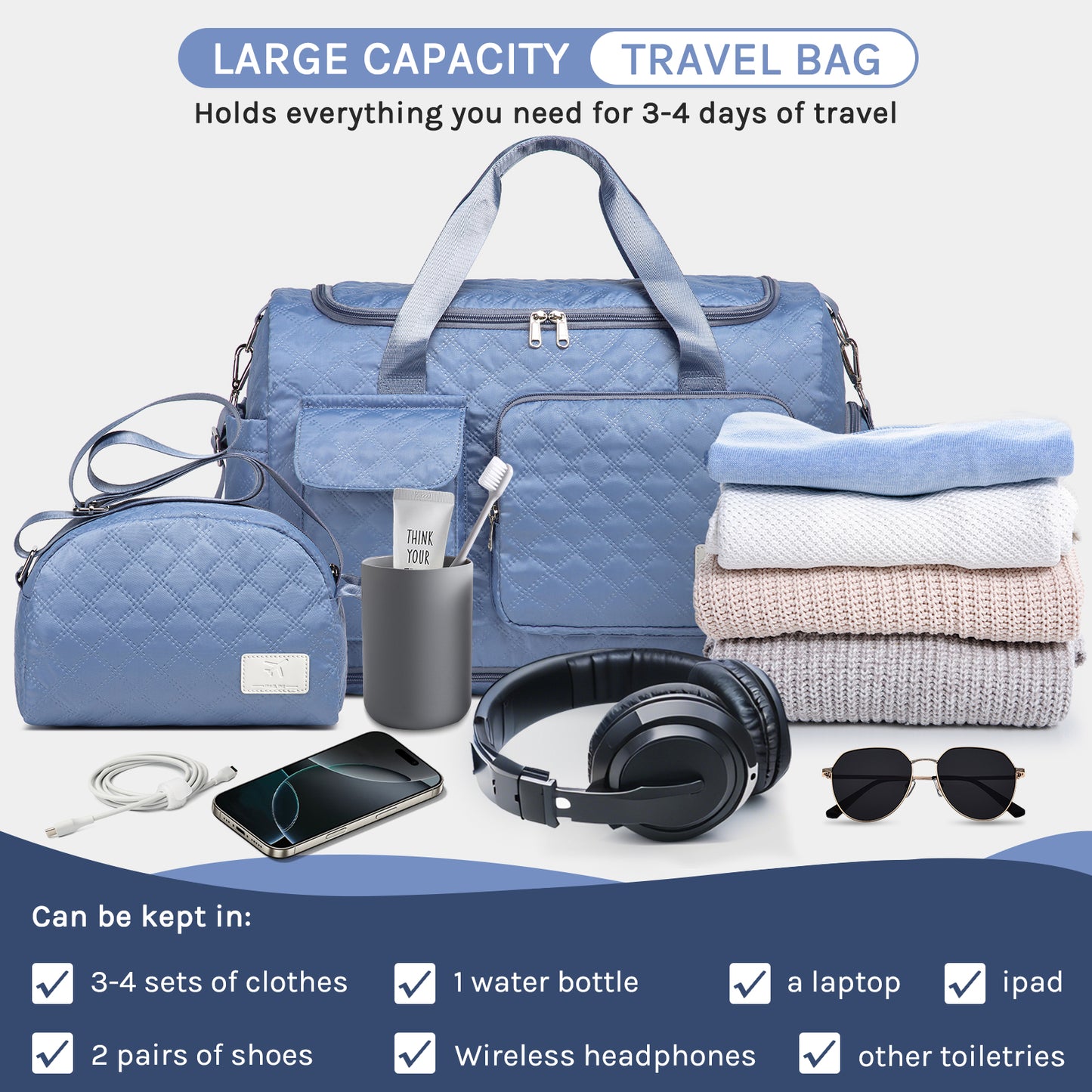 Joyway Duffle Bag, Foldable Gym Bag with Wet Bag