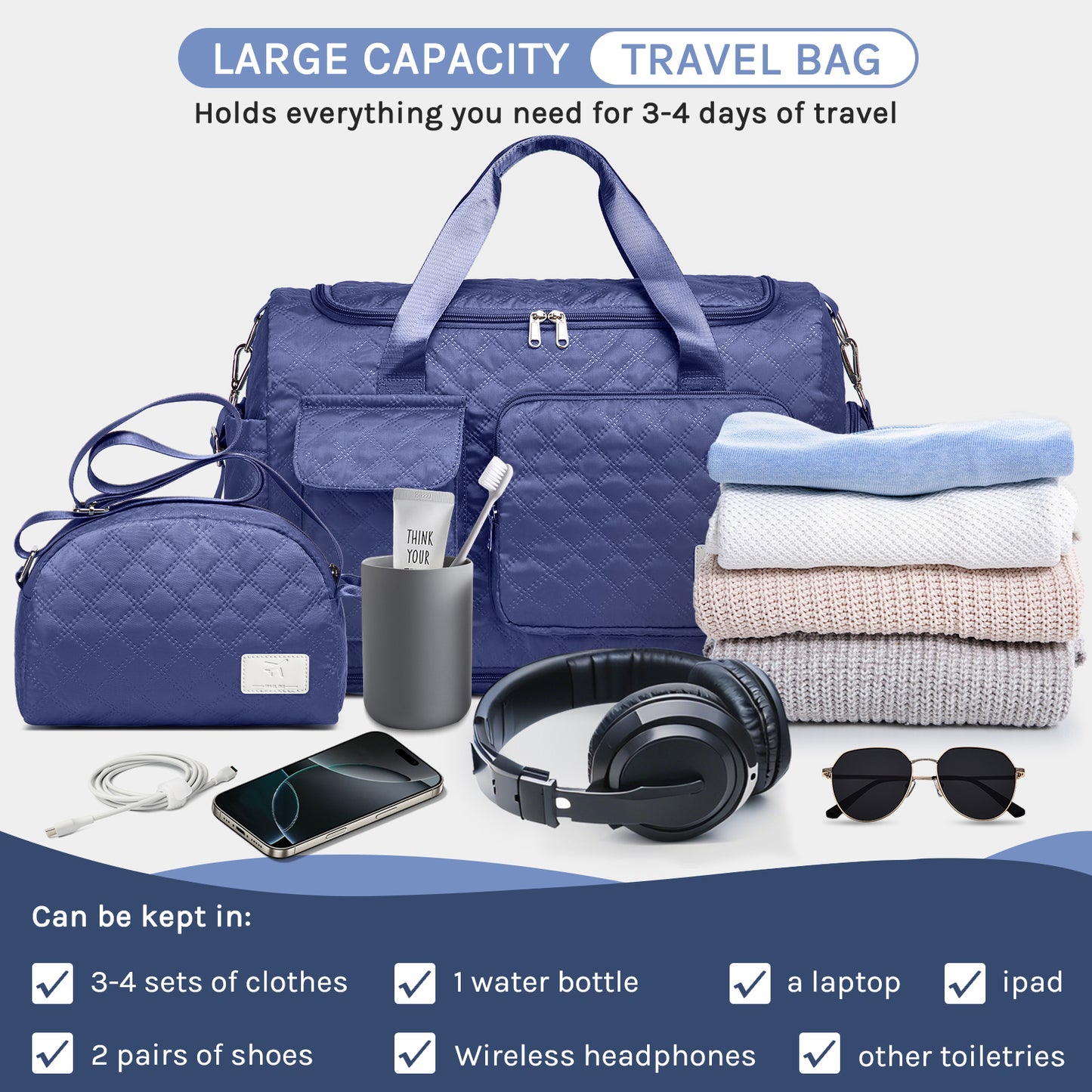 Joyway Duffle Bag, Foldable Gym Bag with Wet Bag