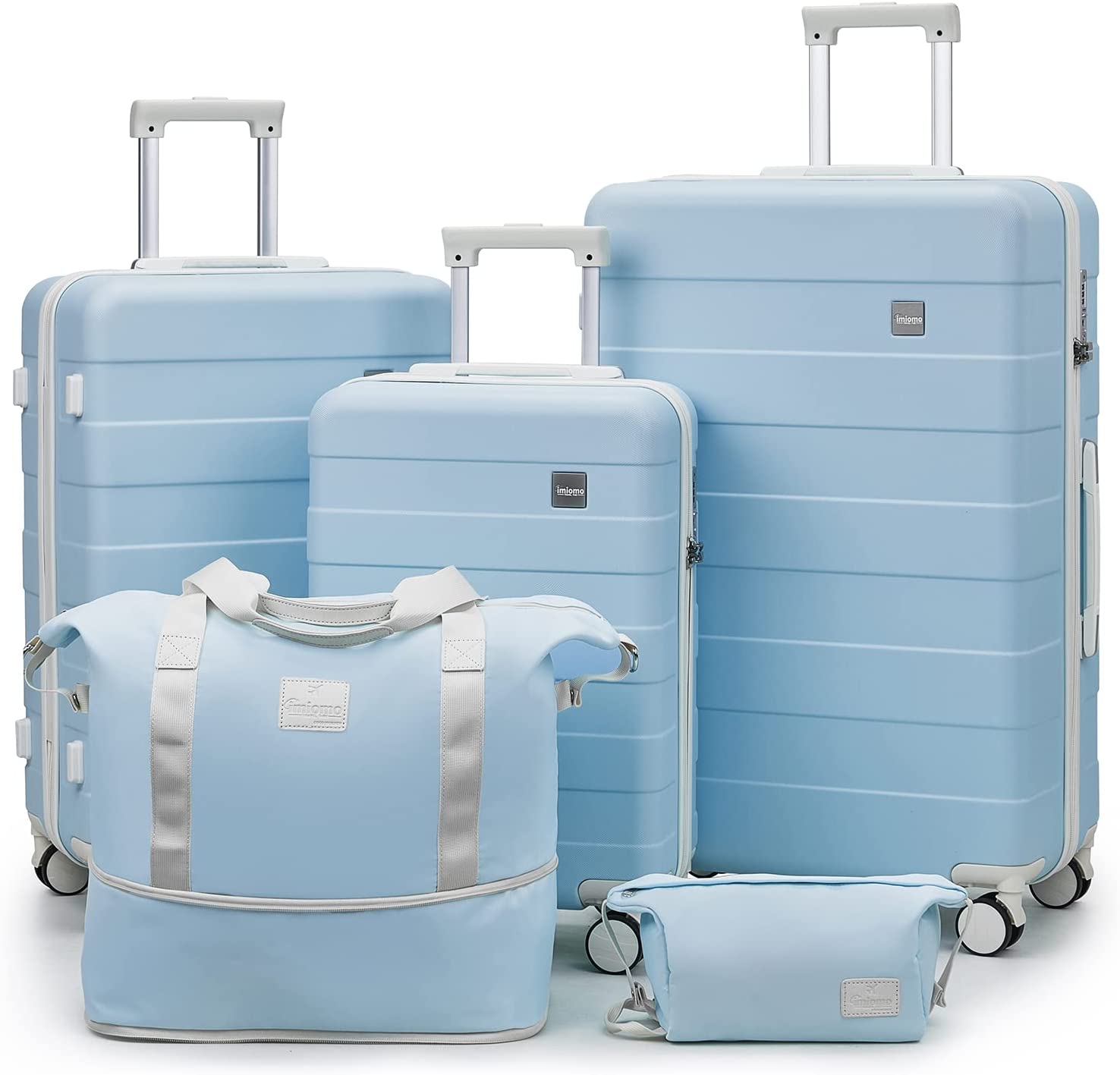 blue 5 Piece Set Lightweight Hard Shell Luggage Set