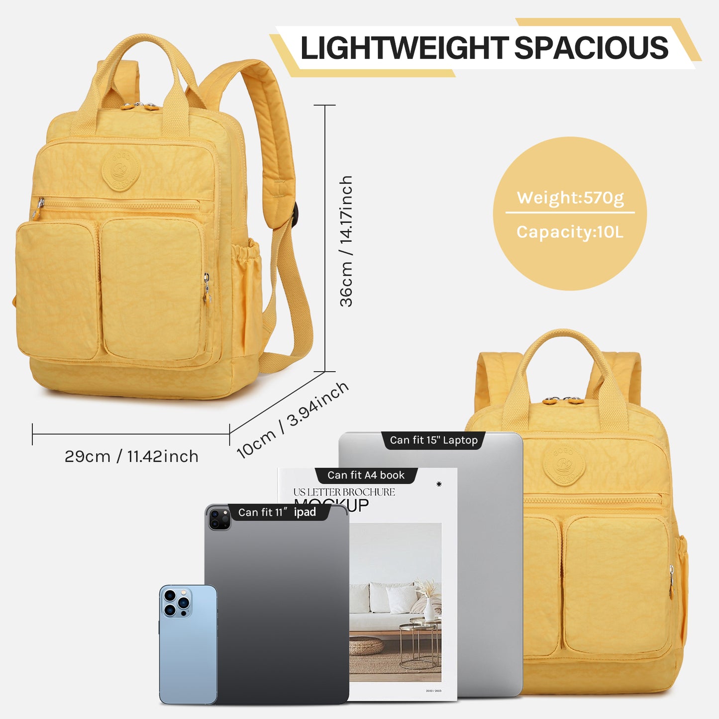 Joyway Waterproof Backpack for School and Travel Fits 15 Inch Laptop Lightweight Casual Daypack with Multi Pockets