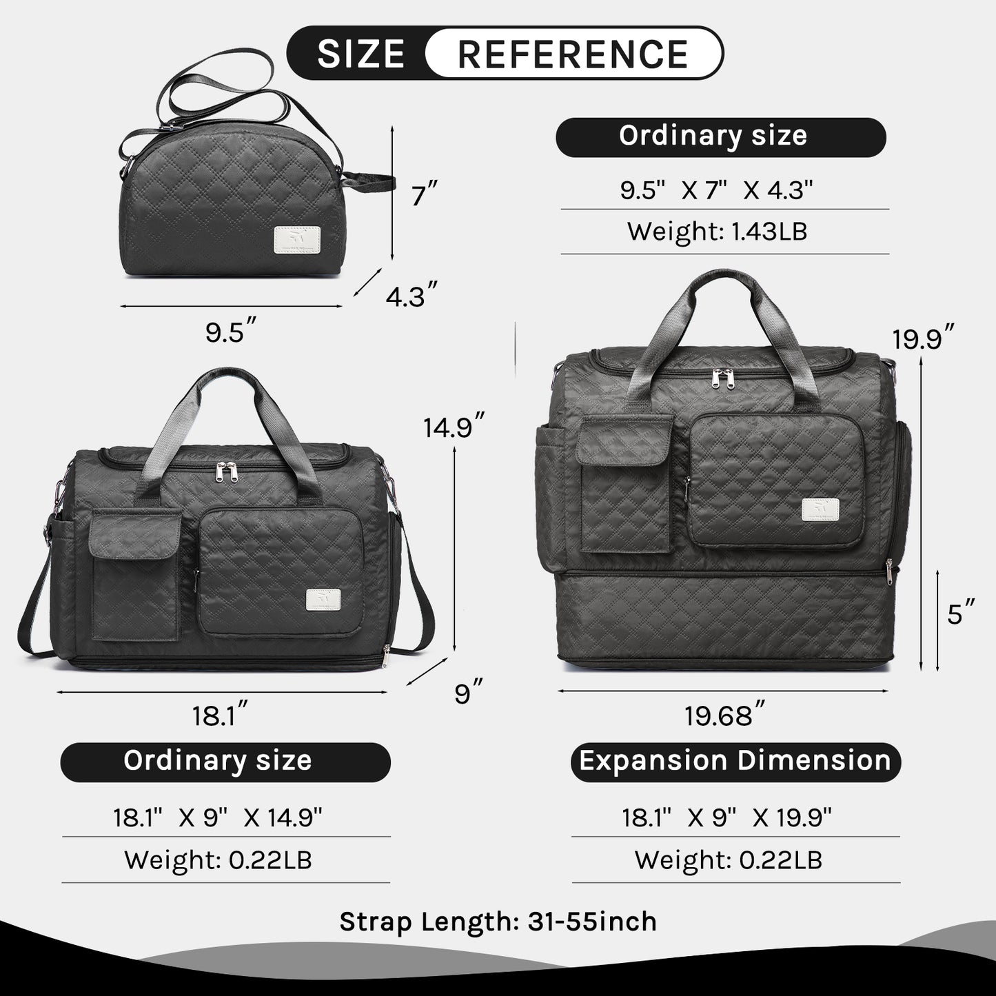 Joyway Duffle Bag, Foldable Gym Bag with Wet Bag
